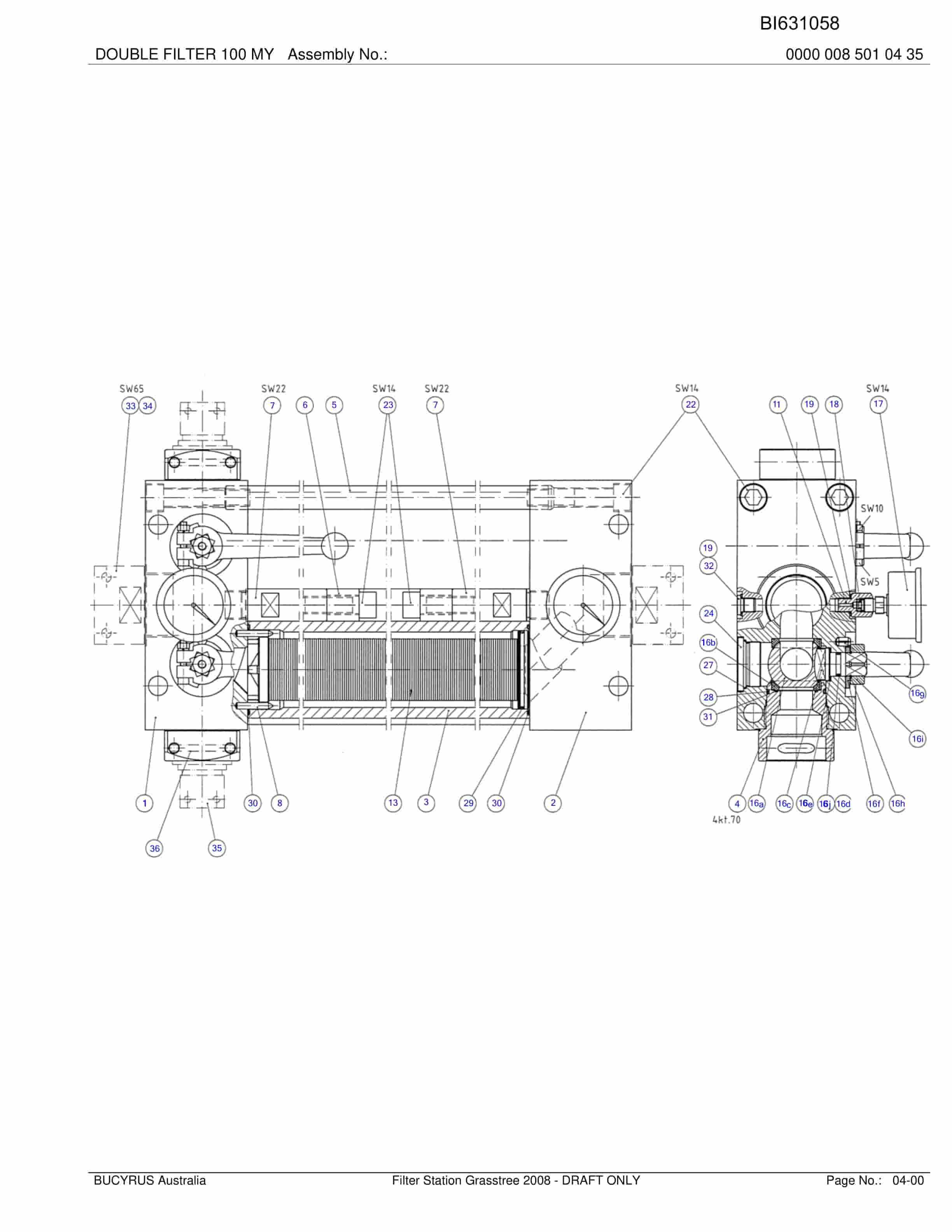 Bucyrus Filter Station Grasstree 2008 Parts Catalog BI631058-3