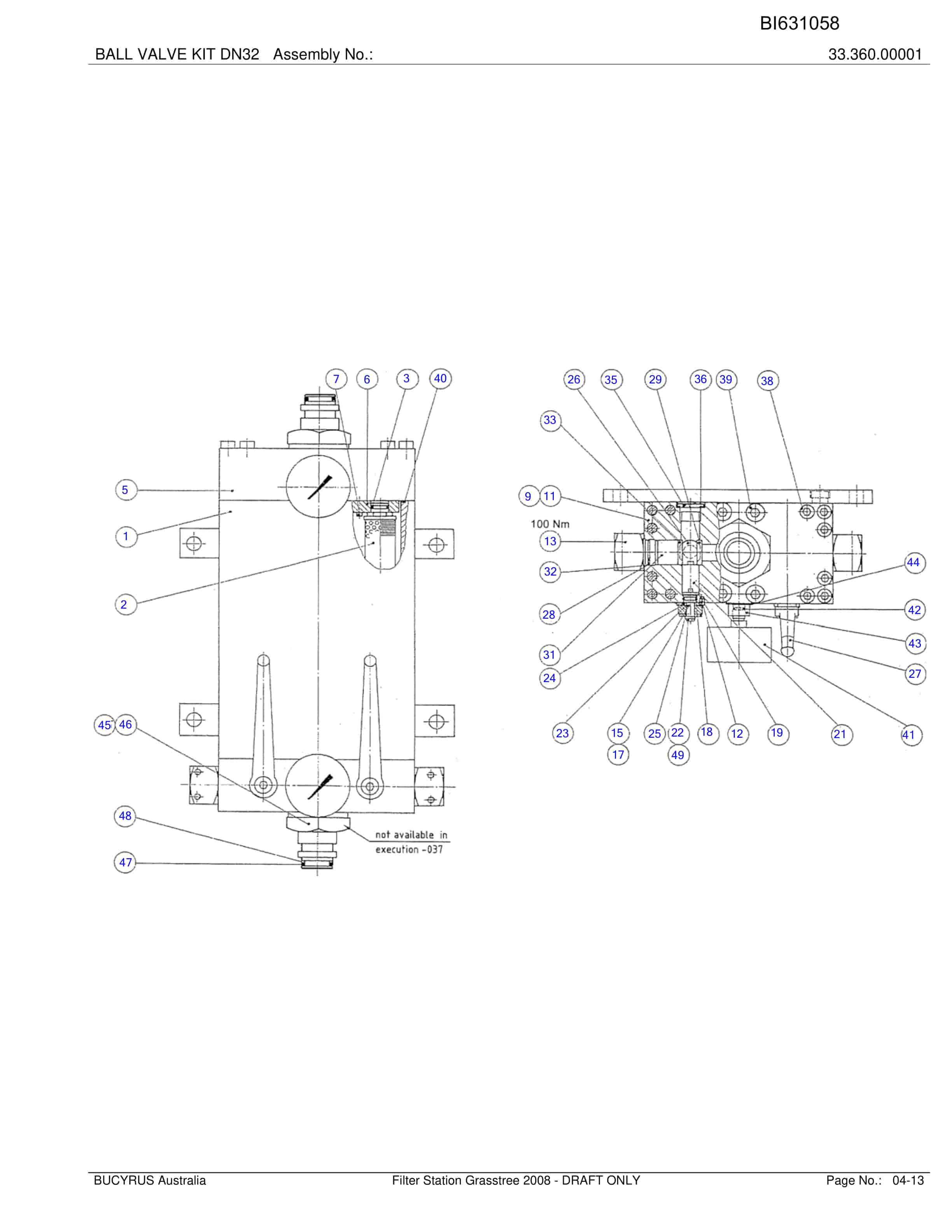 Bucyrus Filter Station Grasstree 2008 Parts Catalog BI631058-5