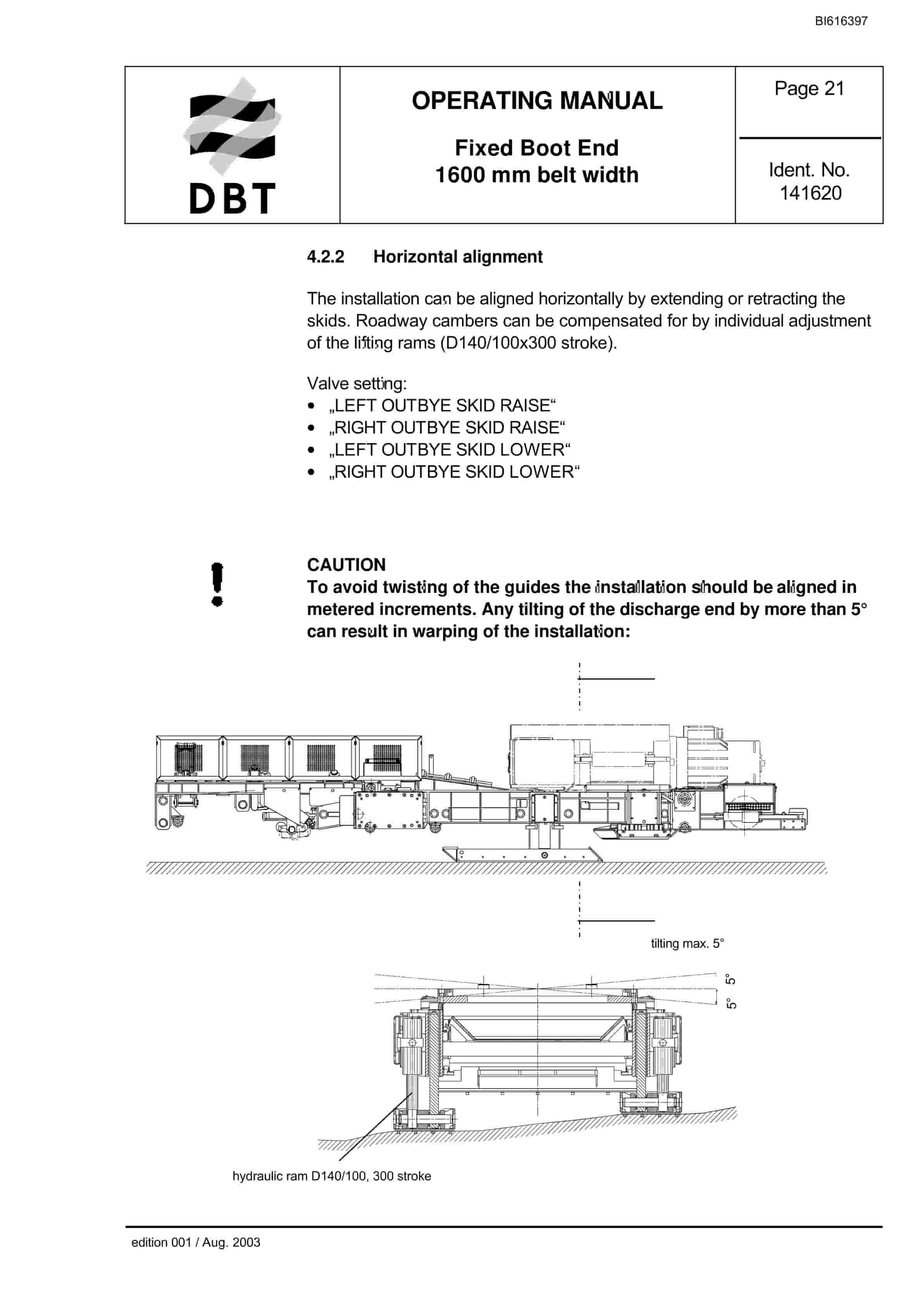 Bucyrus Fixed Boot End 1600mm Belt Width Technical Manual BI616397-2