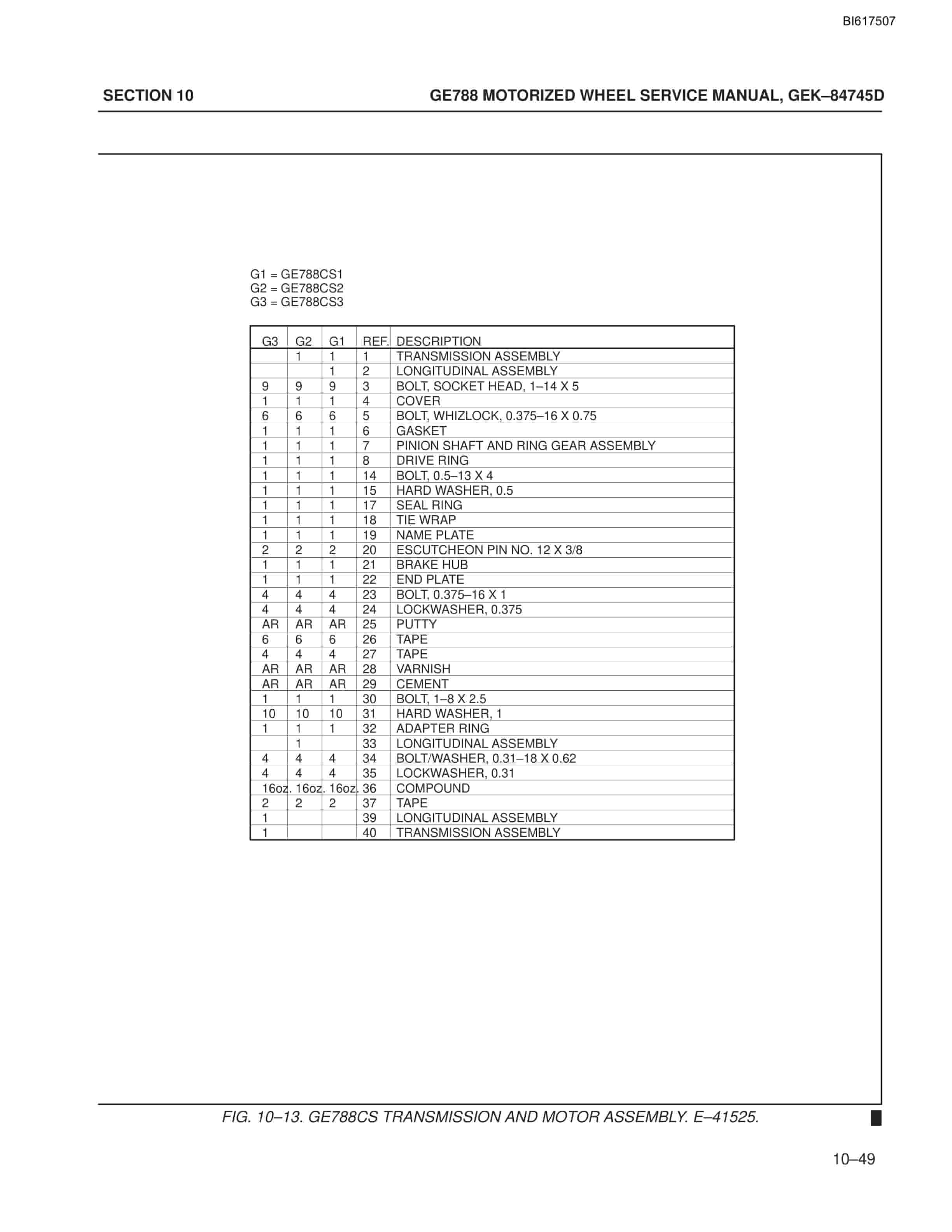 Bucyrus GE788 Motorized Wheel Technical Manual BI617507-5