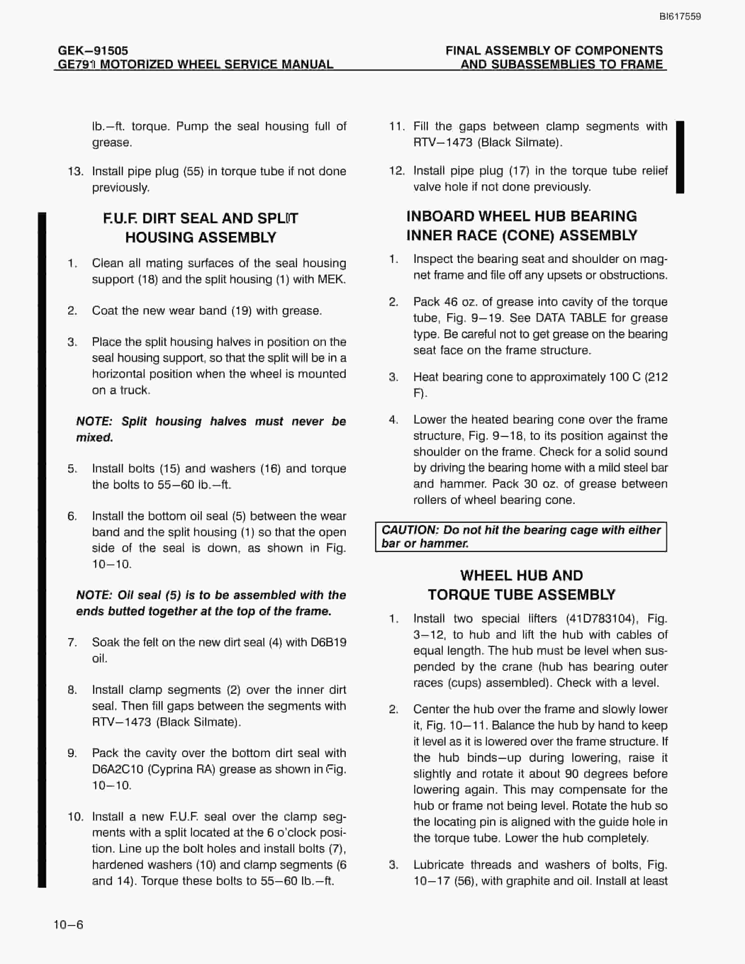Bucyrus GE791 Motorized Wheel Technical Manual BI617559-5