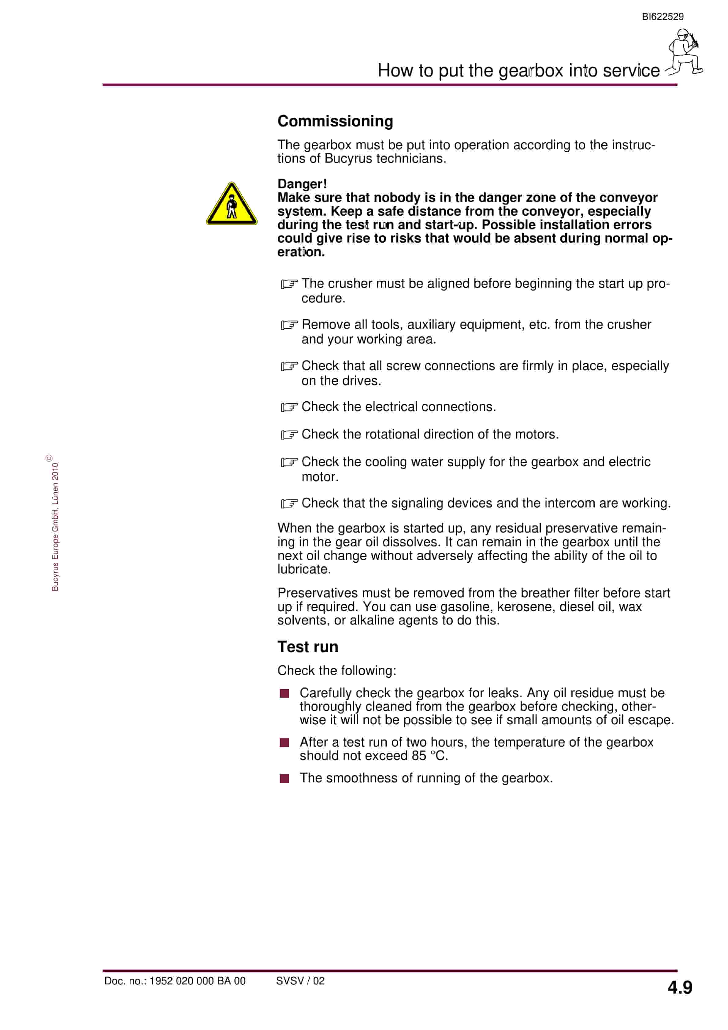 Bucyrus Gearbox K-20 B Operating Manual BI622529-2