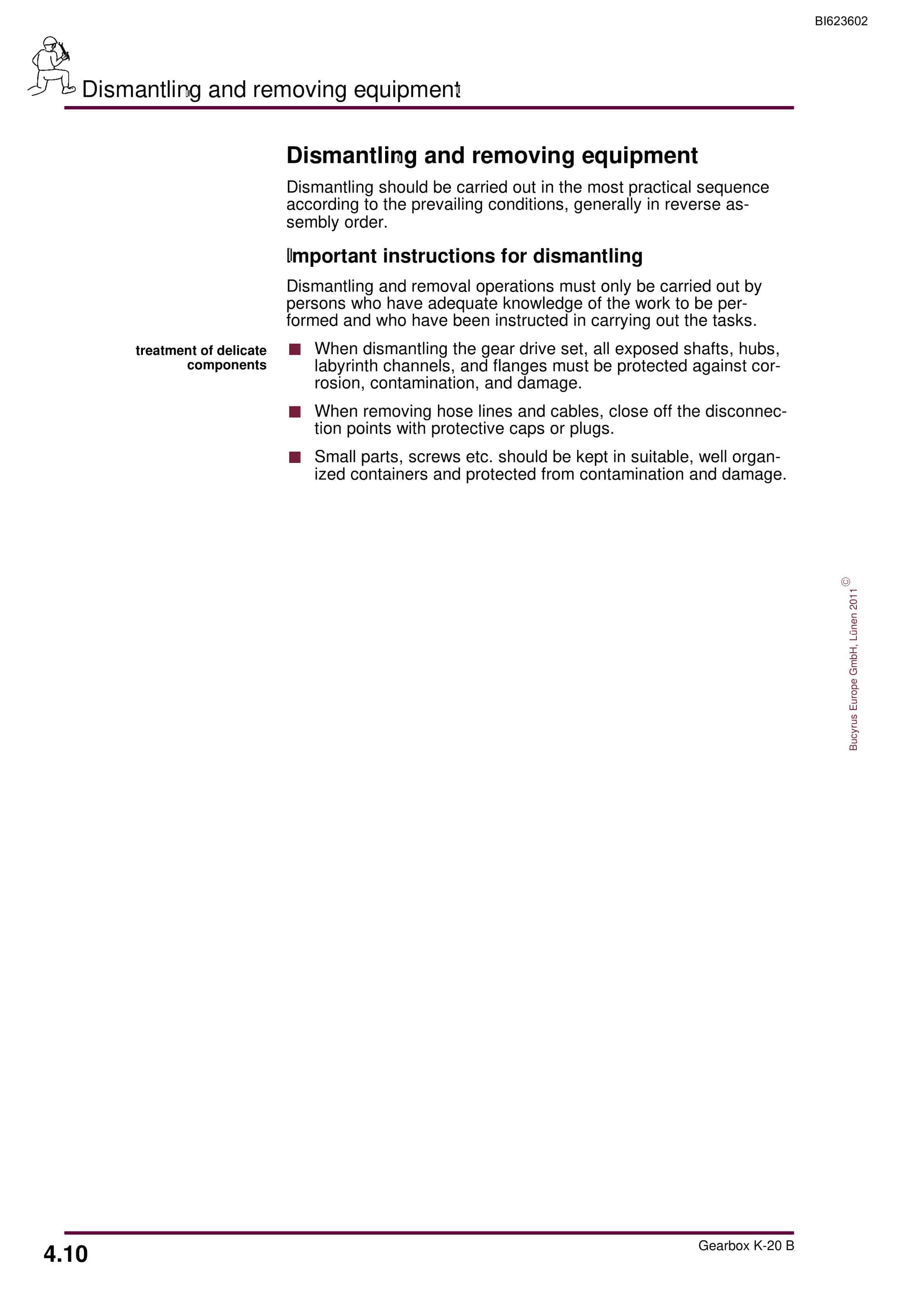 Bucyrus Gearbox K-20 B Operating Manual BI623602-2