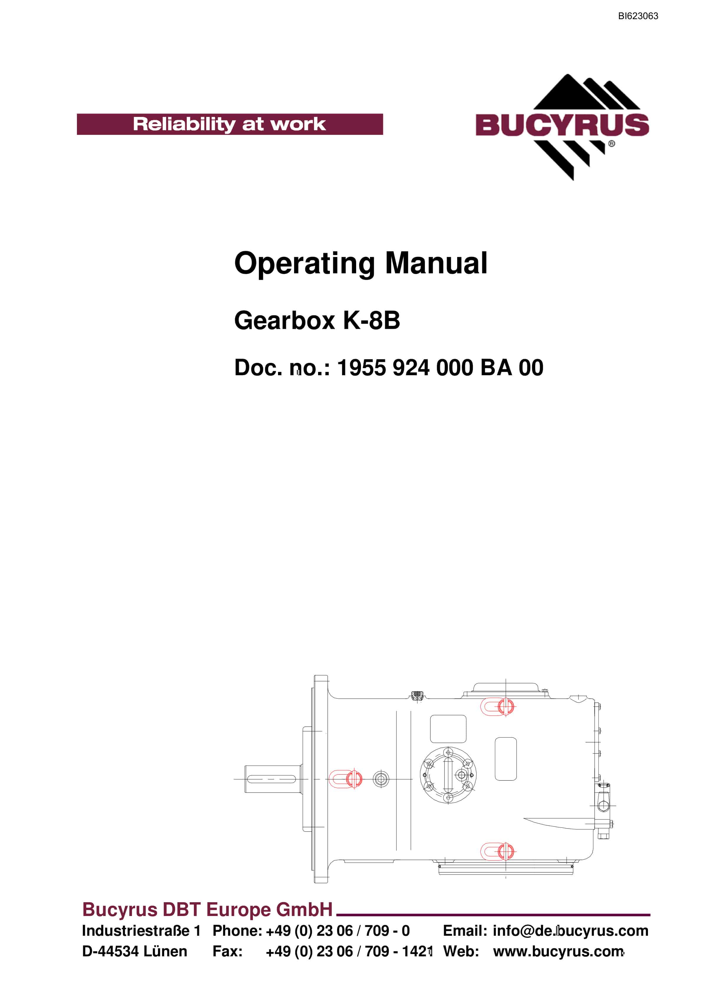 Bucyrus Gearbox K-8B Operating Manual BI623063