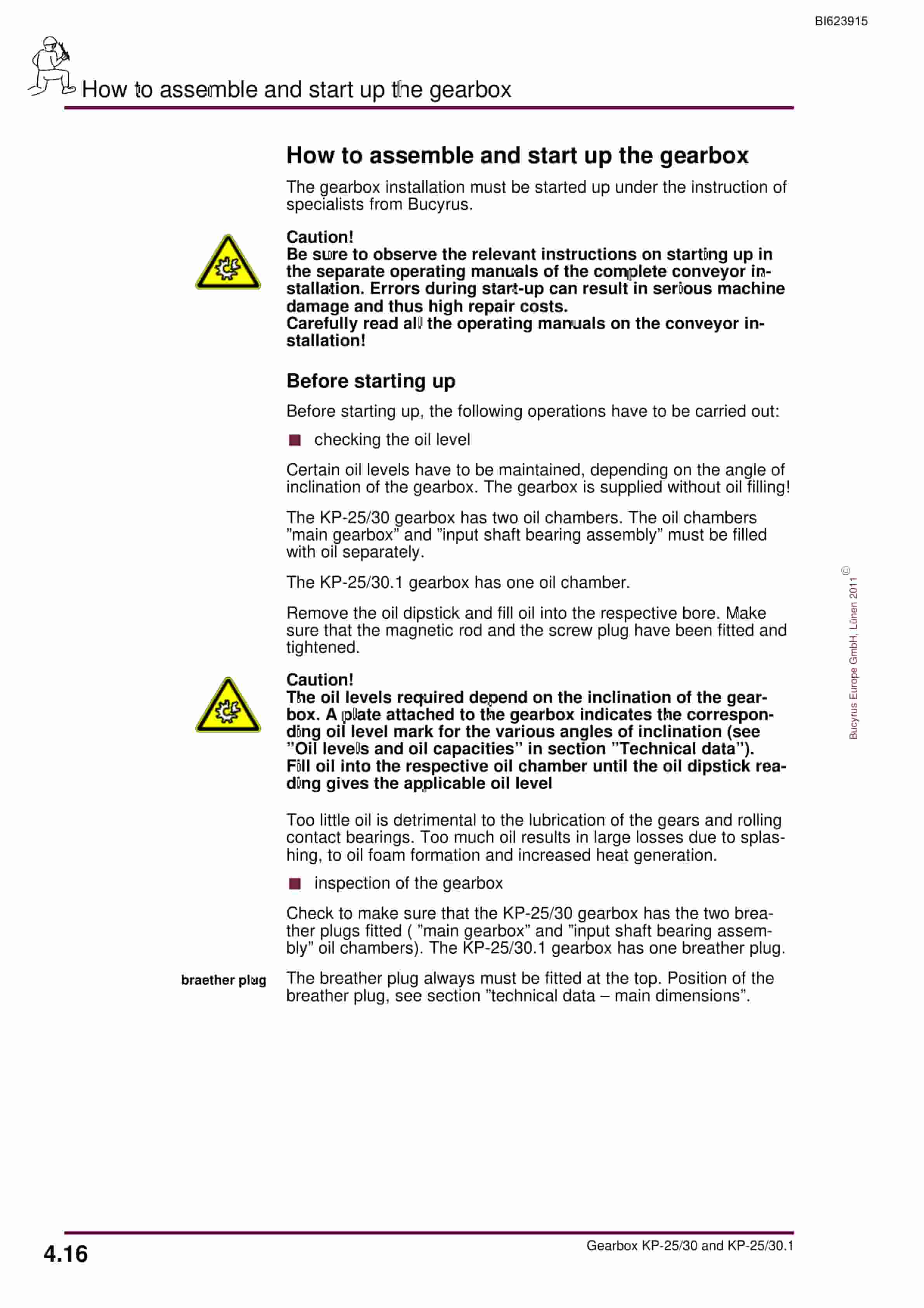 Bucyrus Gearbox KP-25-30, KP-25-30.1 Operating Manual BI623915-2