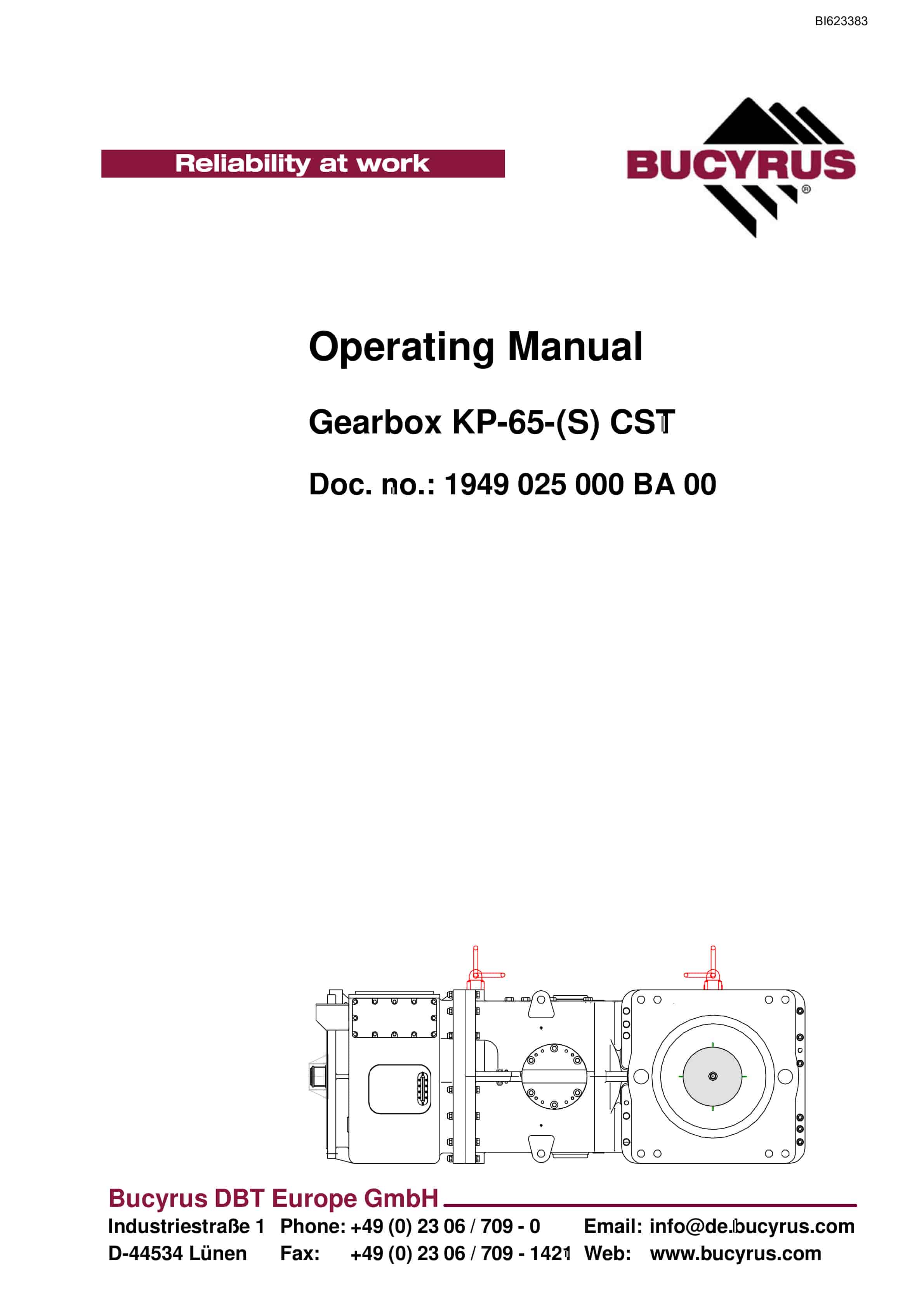 Bucyrus Gearbox KP-65-(S) CST Operating Manual BI623383