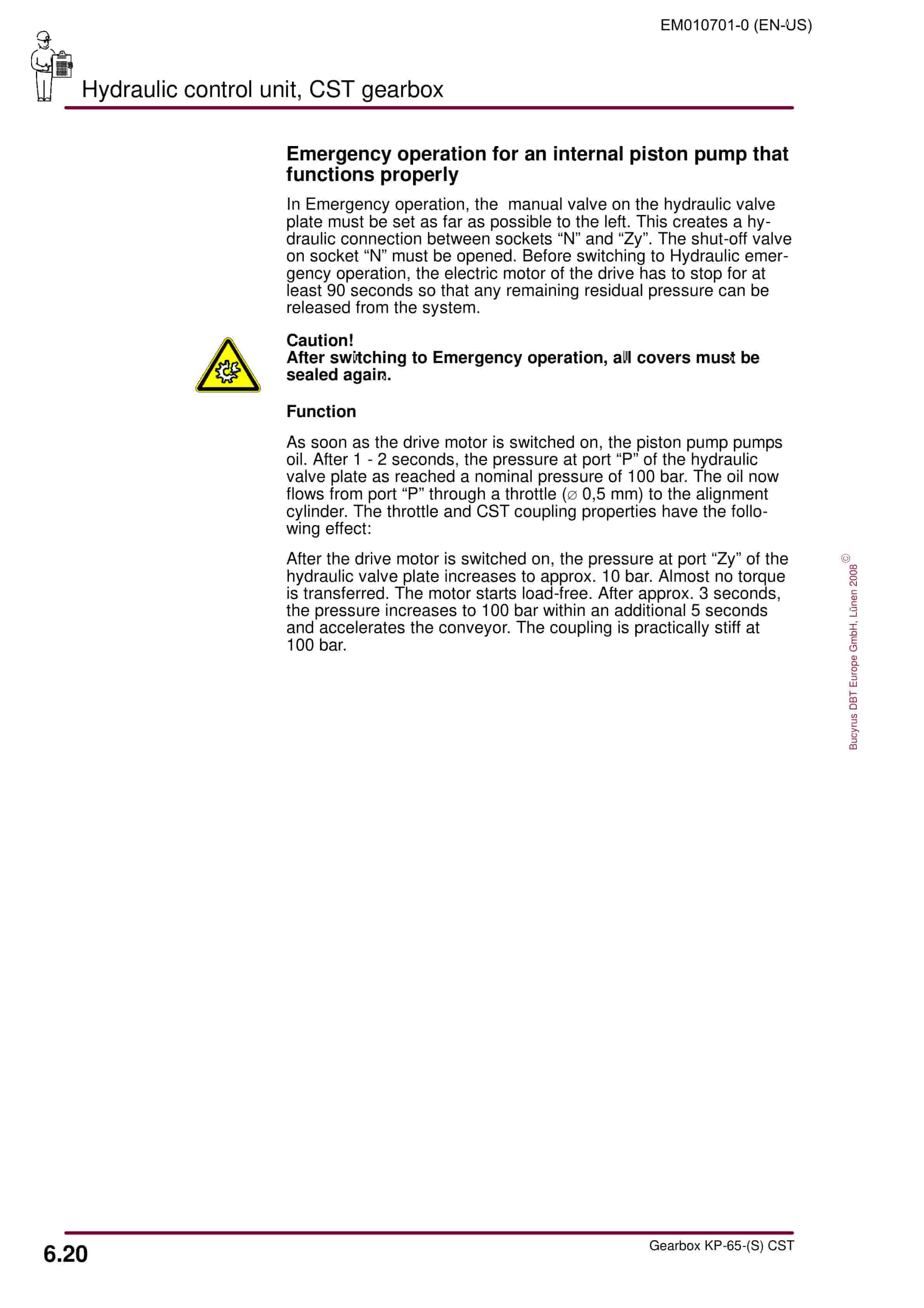 Bucyrus Gearbox KP-65-(S) CST Operating Manual EM010701-0-4