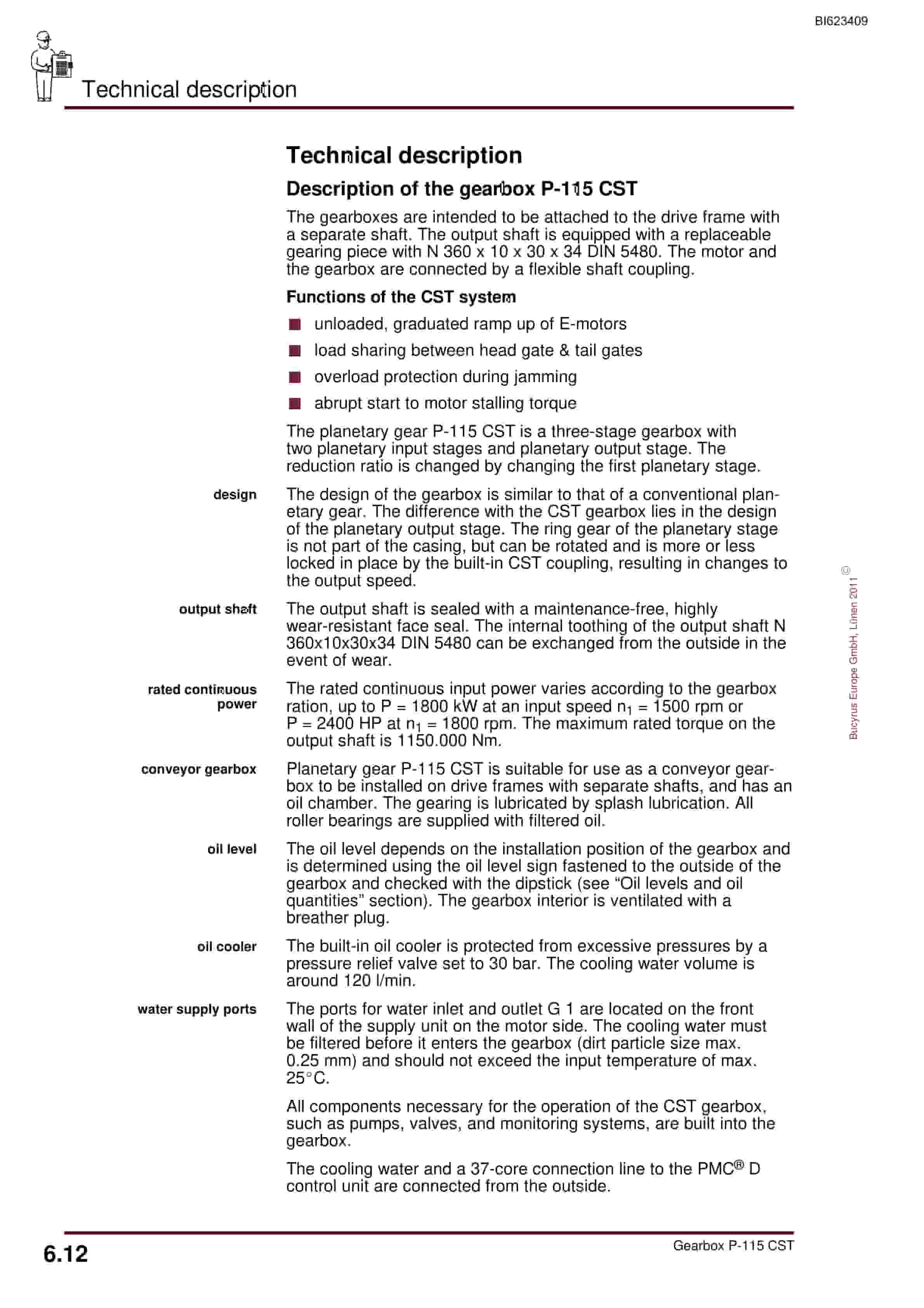 Bucyrus Gearbox P-115 CST Operating Manual BI623409-5