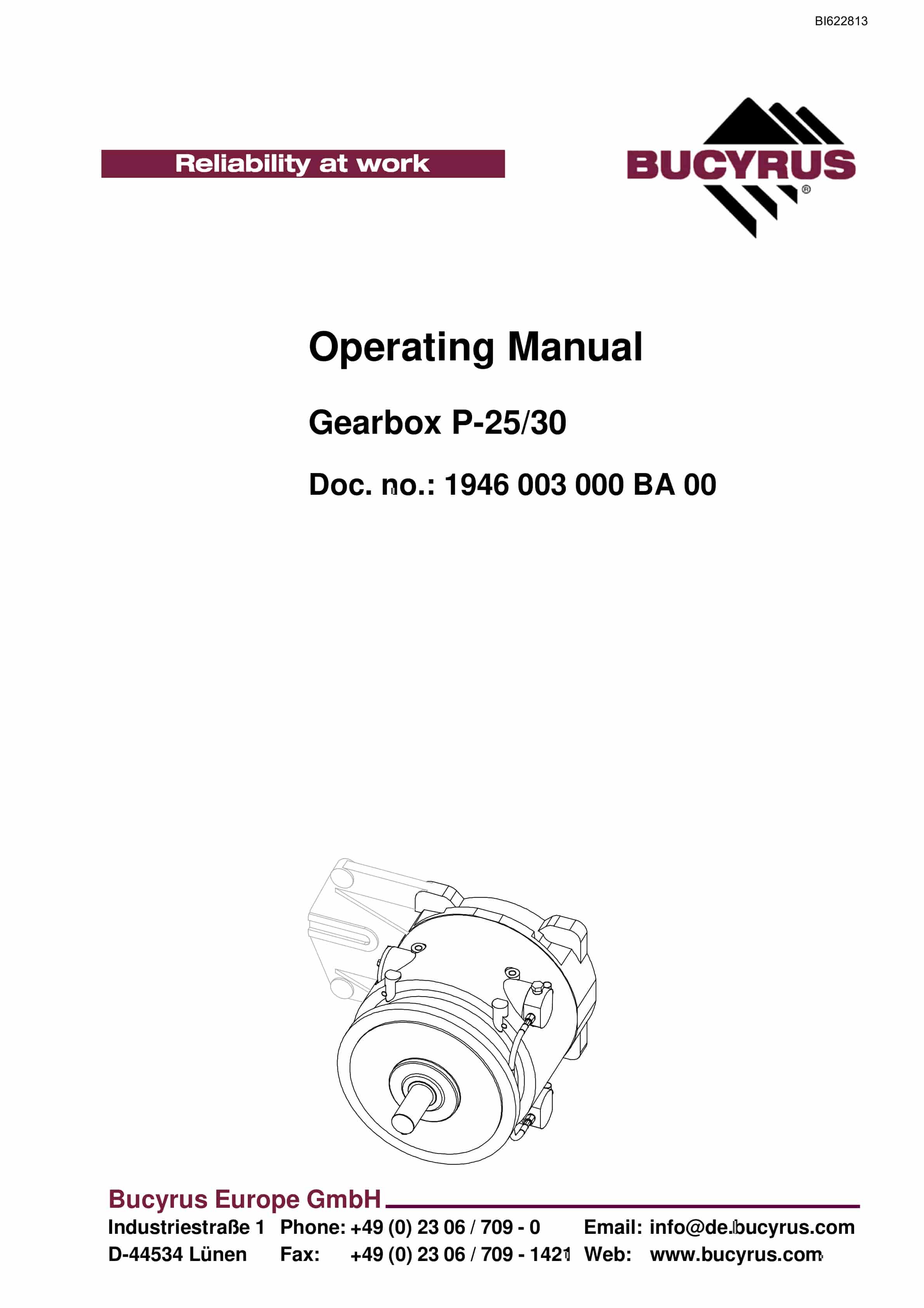 Bucyrus Gearbox P-25-30 Operating Manual BI622813