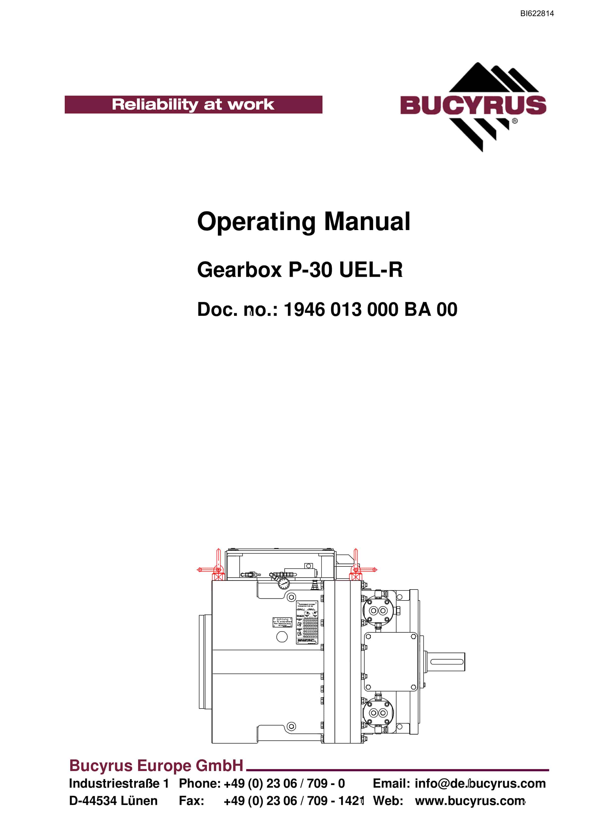 Bucyrus Gearbox P-30 UEL-R Operating Manual BI622814