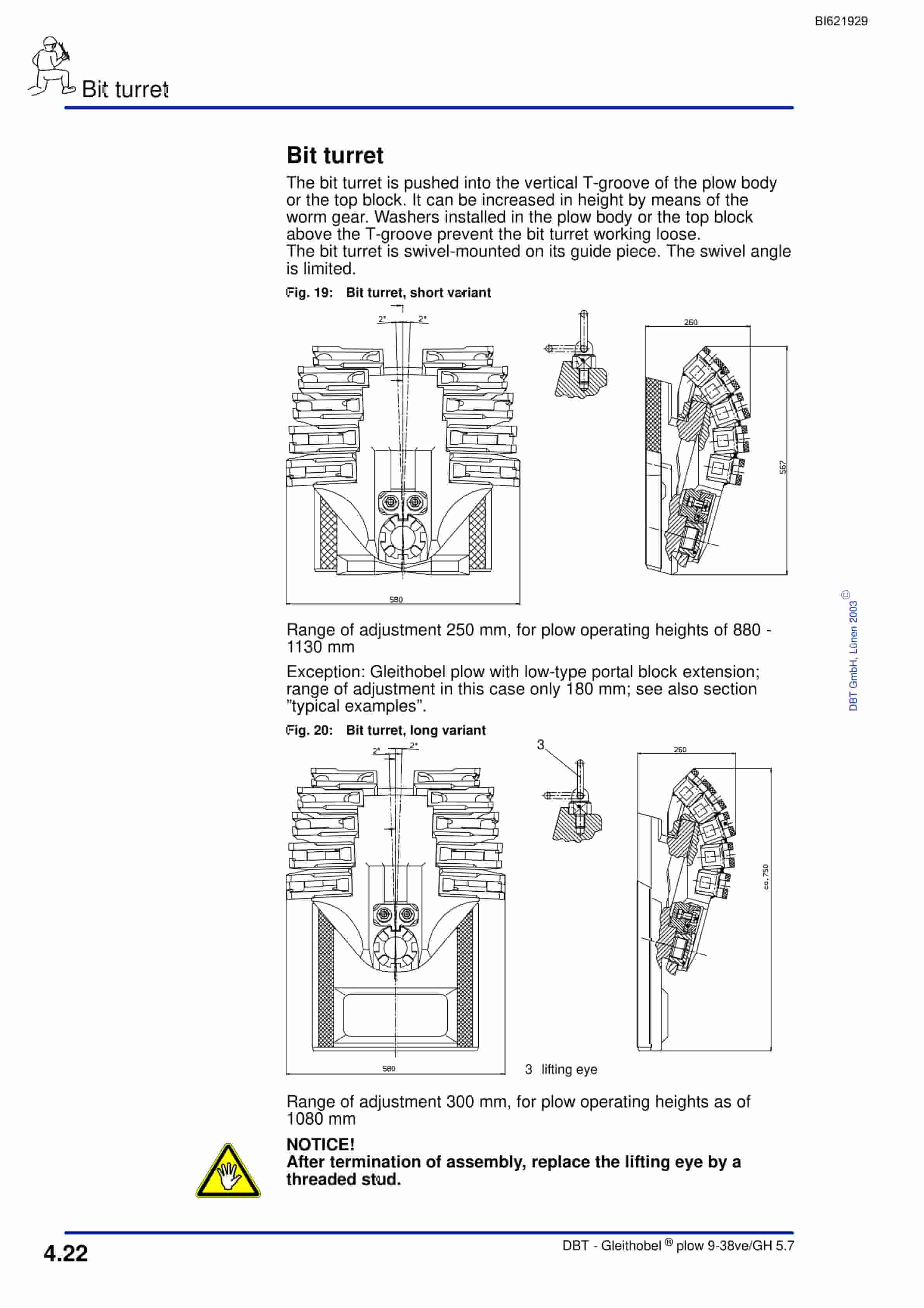Bucyrus Gleithobel Plow 9-38ve-GH 5.7 Technical Manual BI621929-2