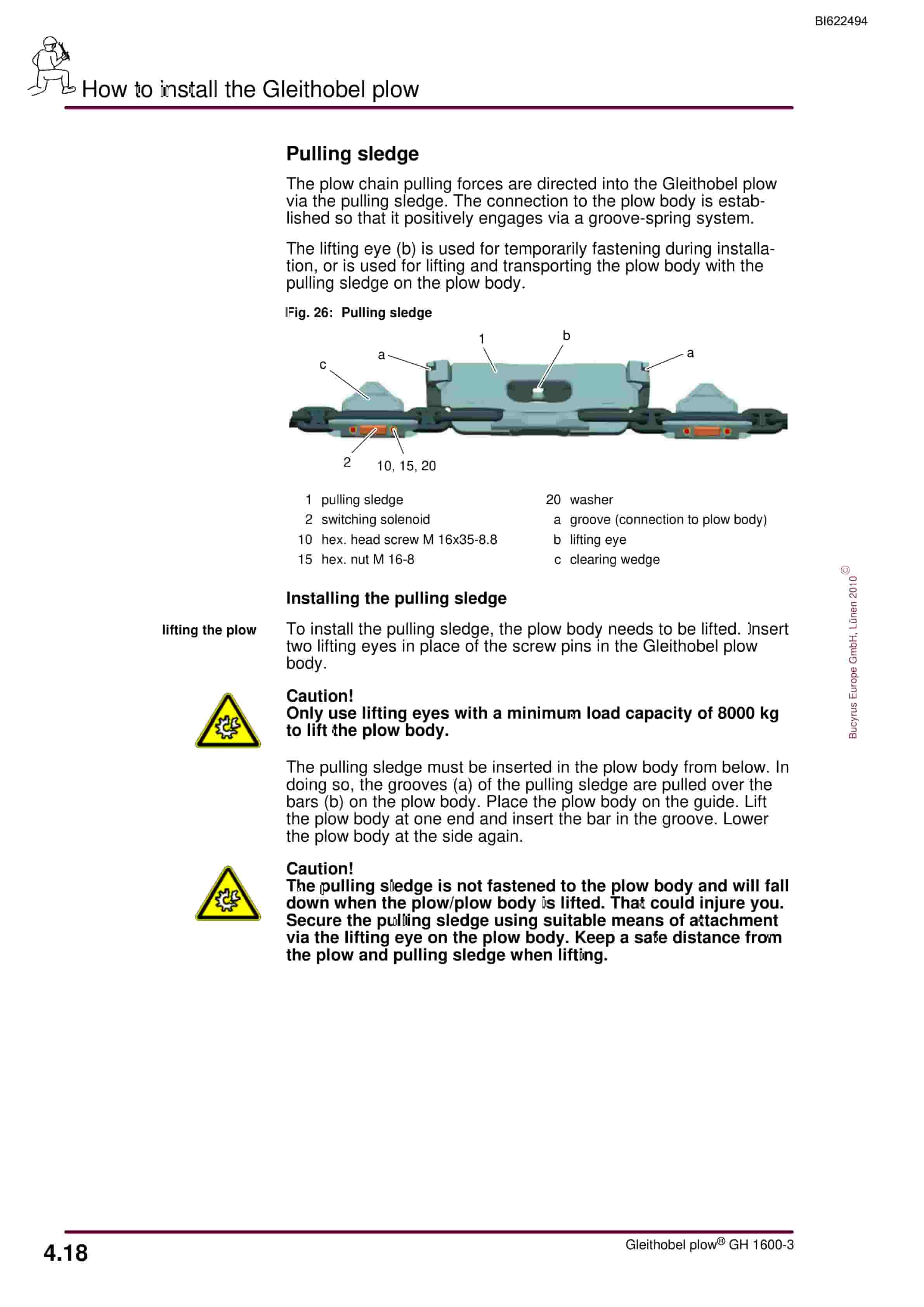 Bucyrus Gleithobel Plow GH 1600-3 Operating Manual BI622494-2
