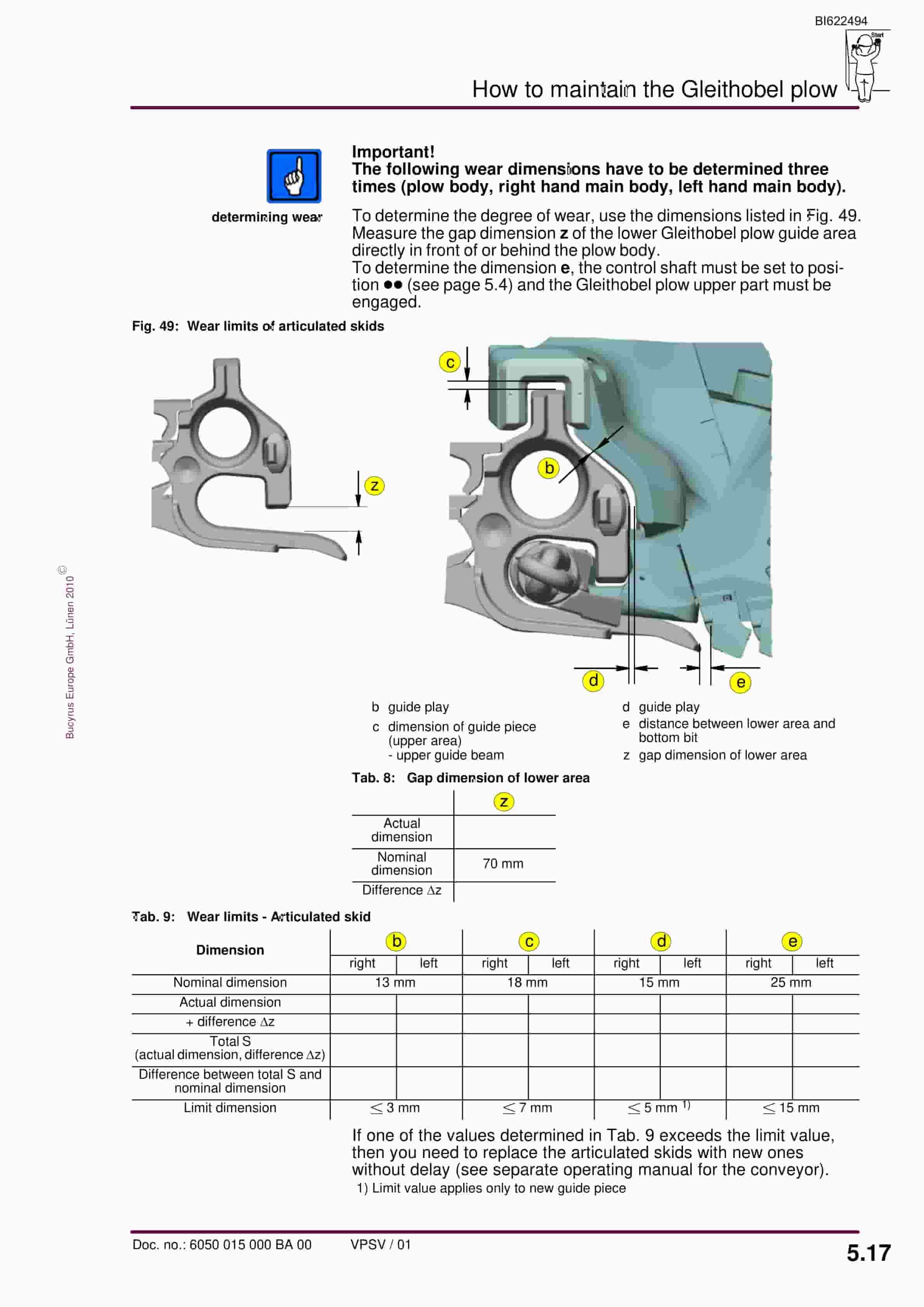Bucyrus Gleithobel Plow GH 1600-3 Operating Manual BI622494-5