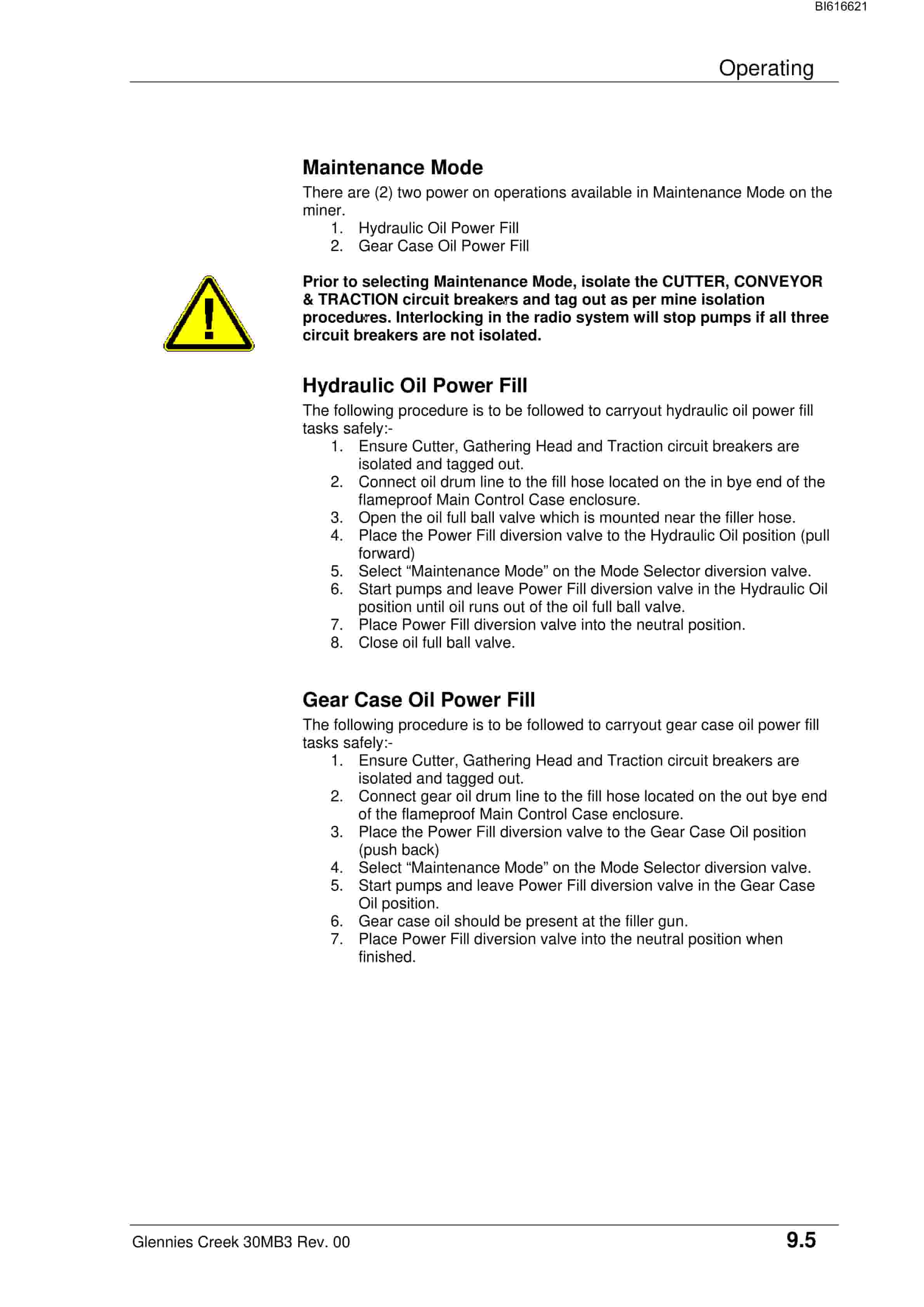 Bucyrus Glennies Creek 30 MB3 Miner Technical Manual BI616621-5
