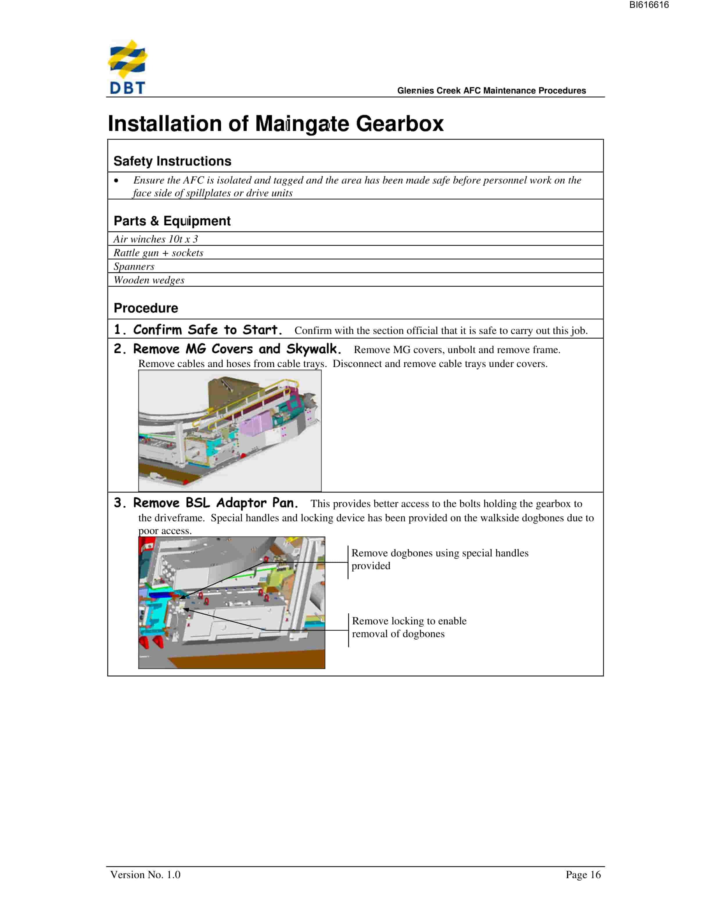 Bucyrus Glennies Creek AFC Maintenance Procedures Technical Manual BI616616-5