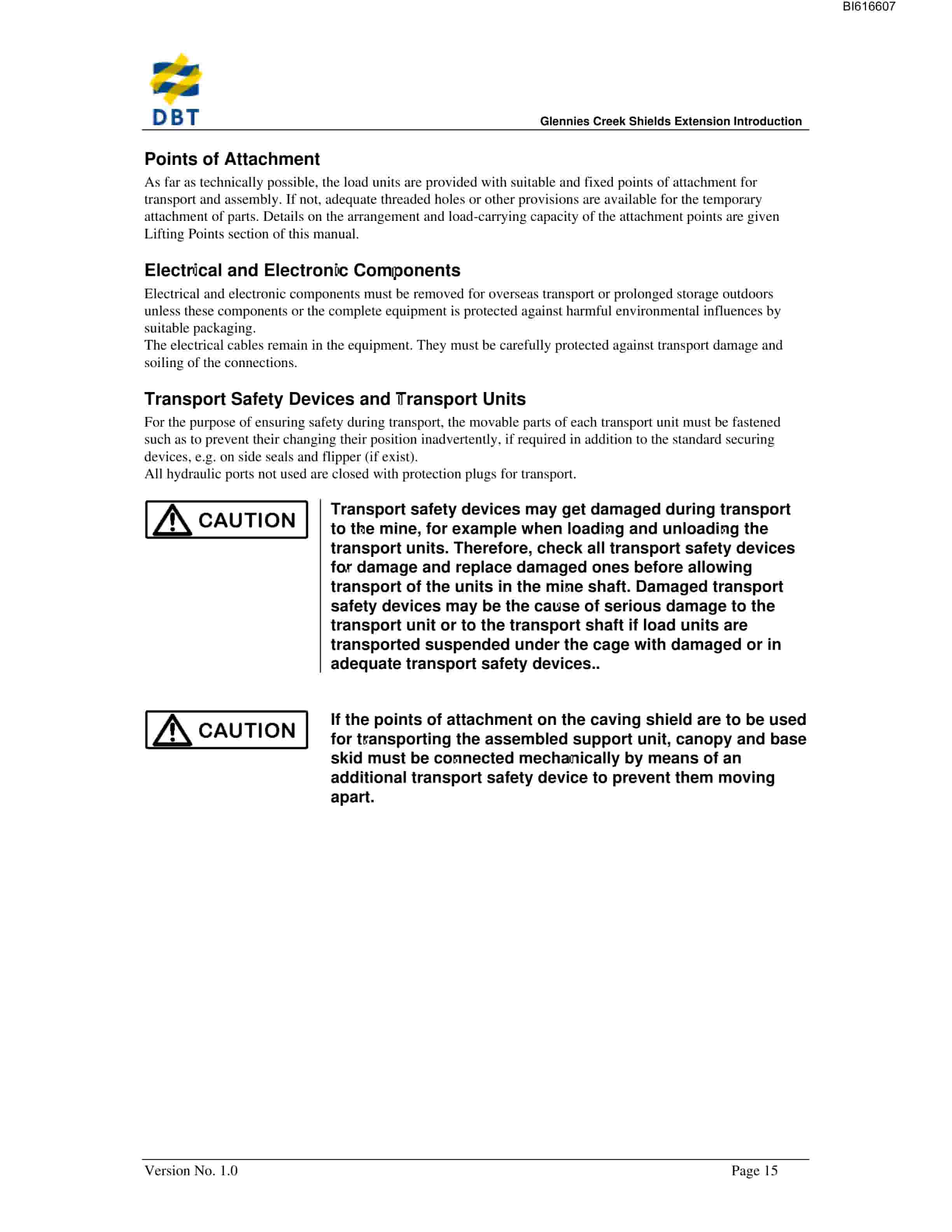 Bucyrus Glennies Creek Shield Introduction Technical Manual BI616607-2