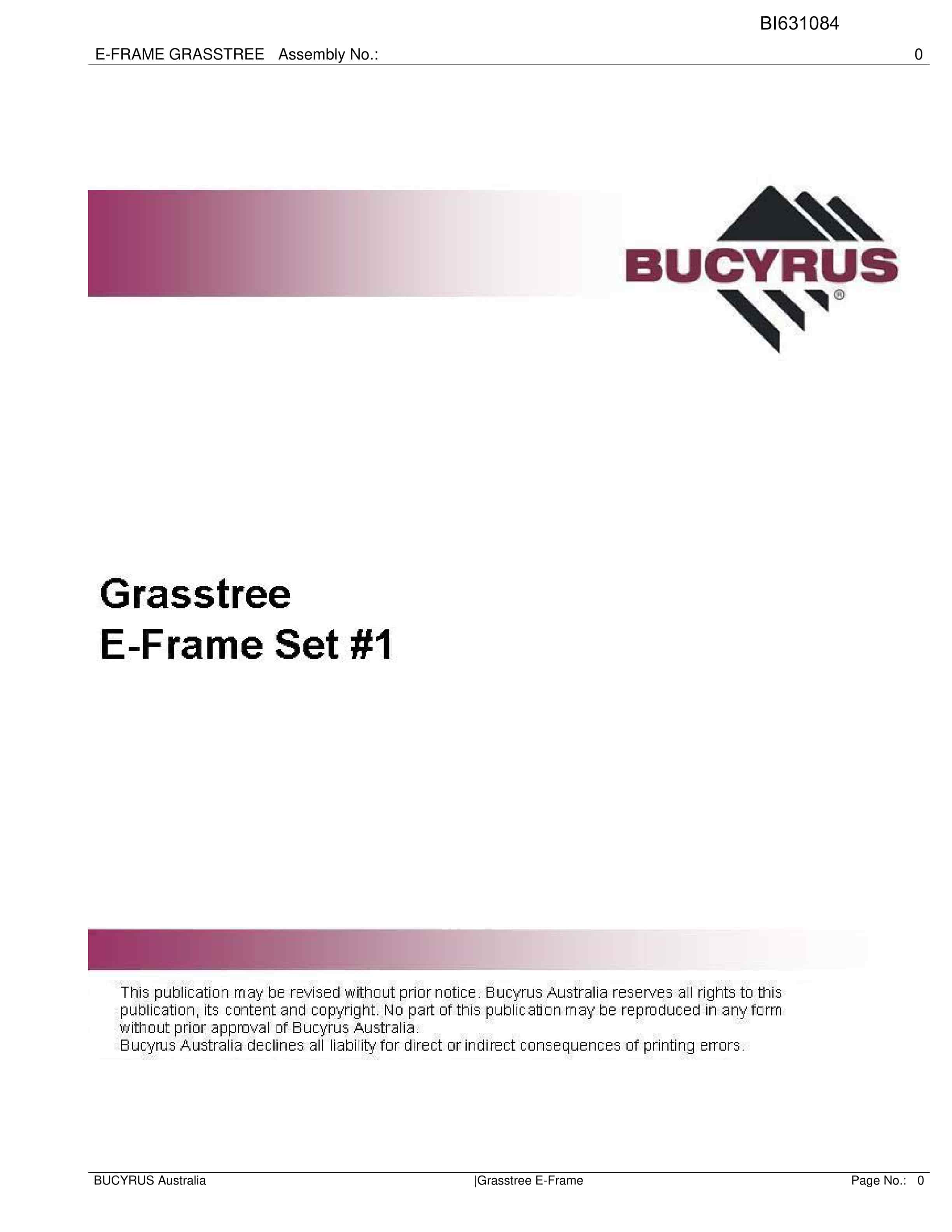 Bucyrus Grasstree E-Frame Parts Catalog BI631084