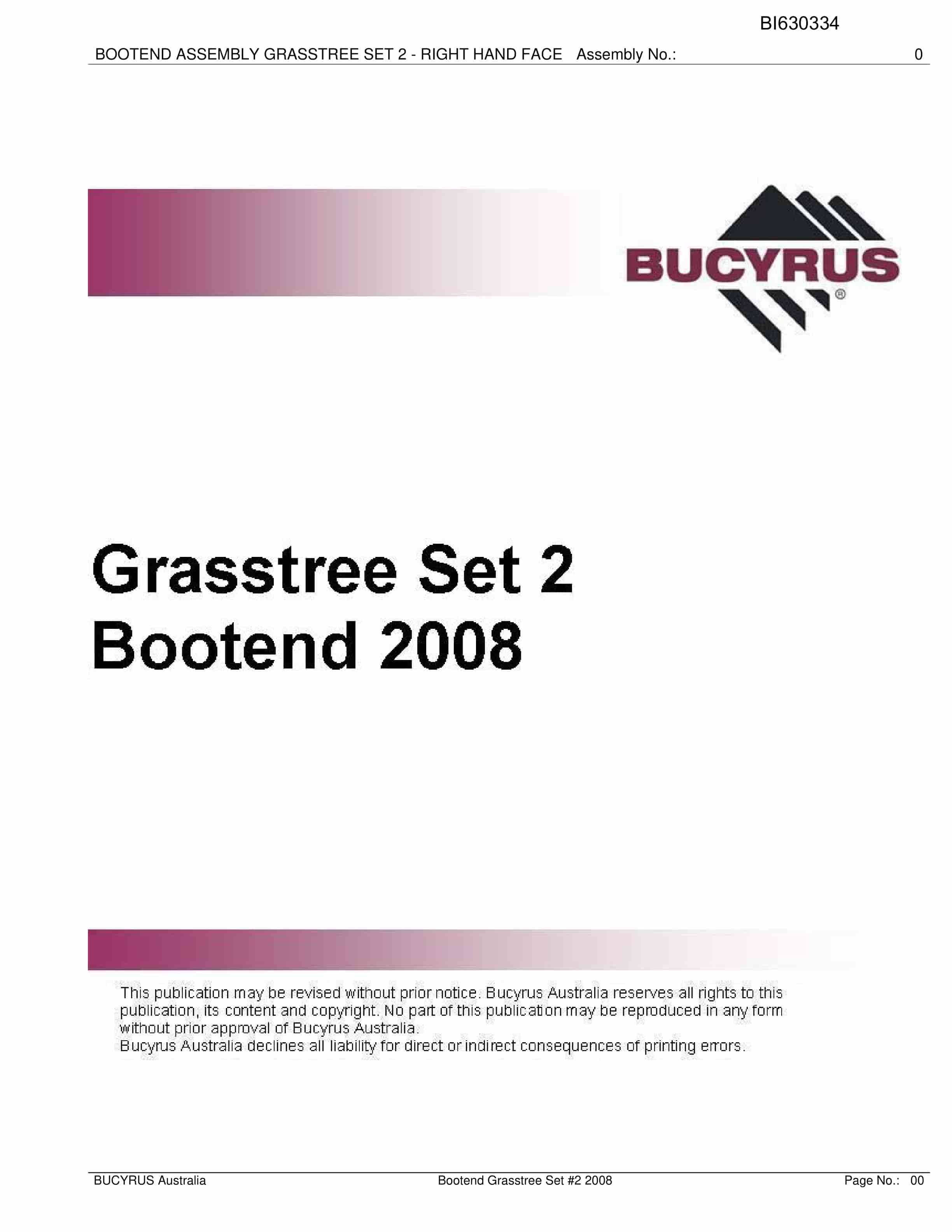 Bucyrus Grasstree Set 2 Bootend 2008 Parts Catalog BI630334