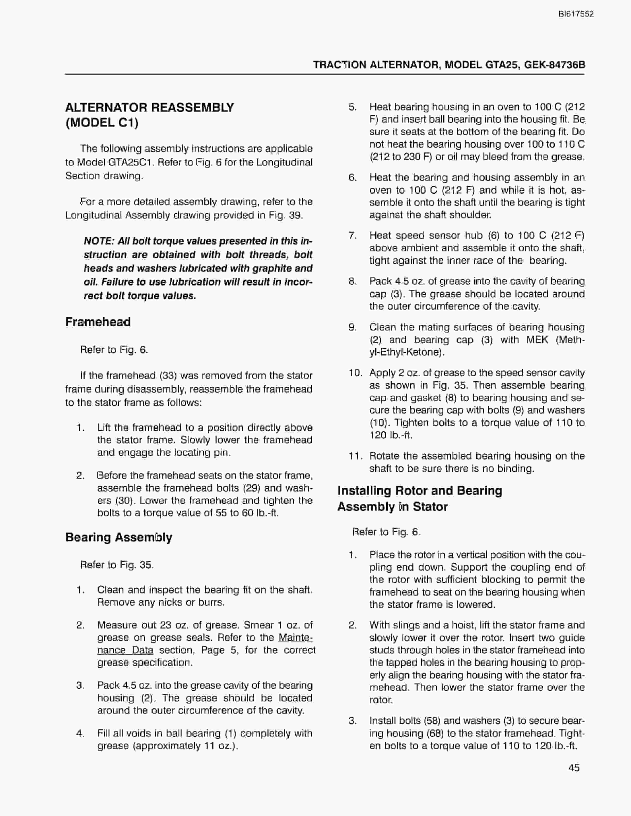 Bucyrus GTA25 Traction Alternator Technical Manual BI617552-4