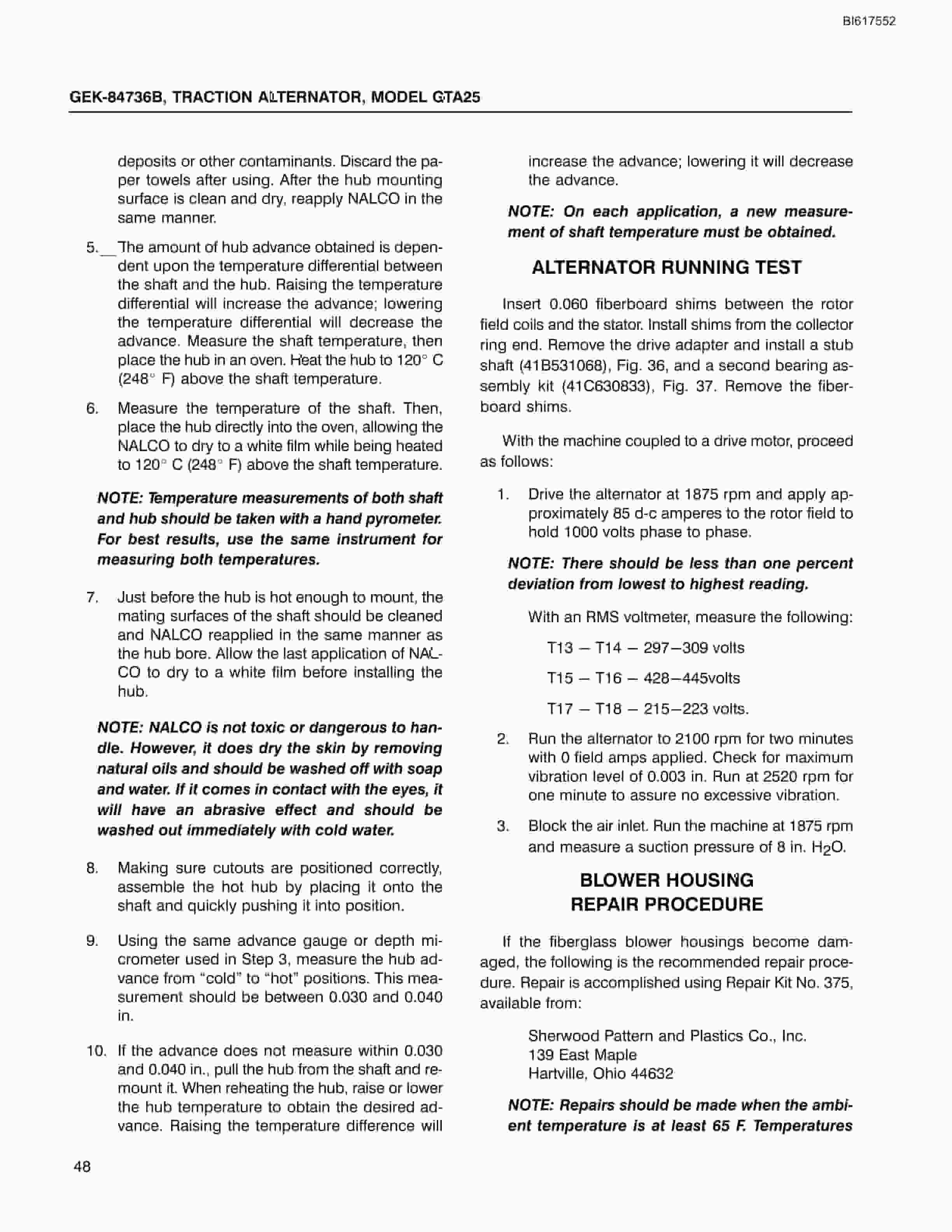 Bucyrus GTA25 Traction Alternator Technical Manual BI617552-5