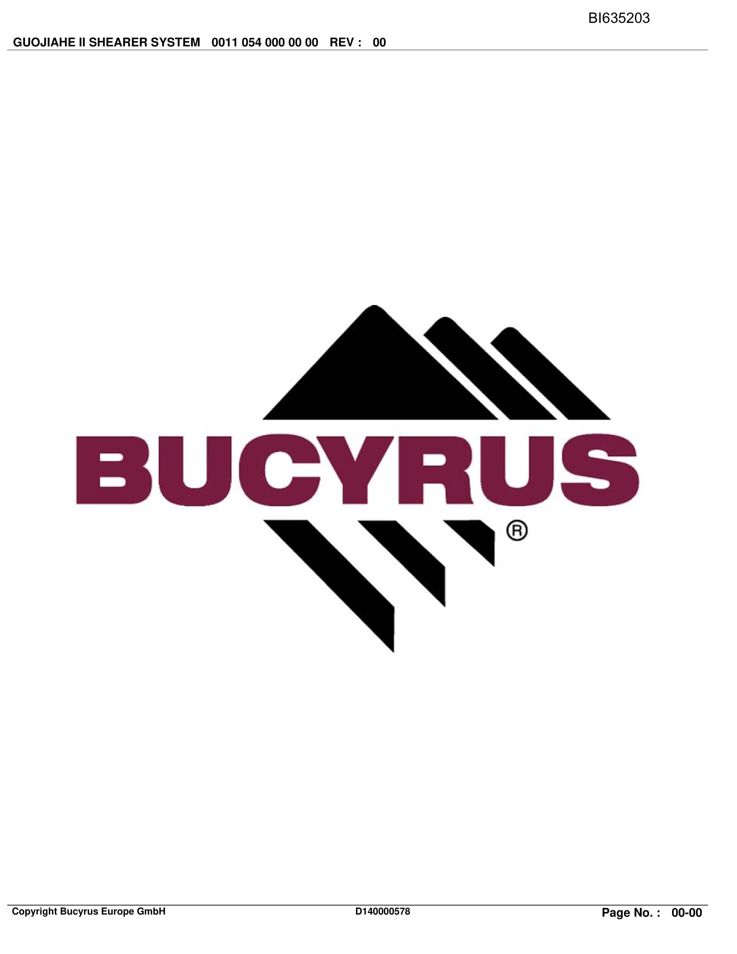 Bucyrus GUOJIAHE II Shearer System Parts Catalog BI635203