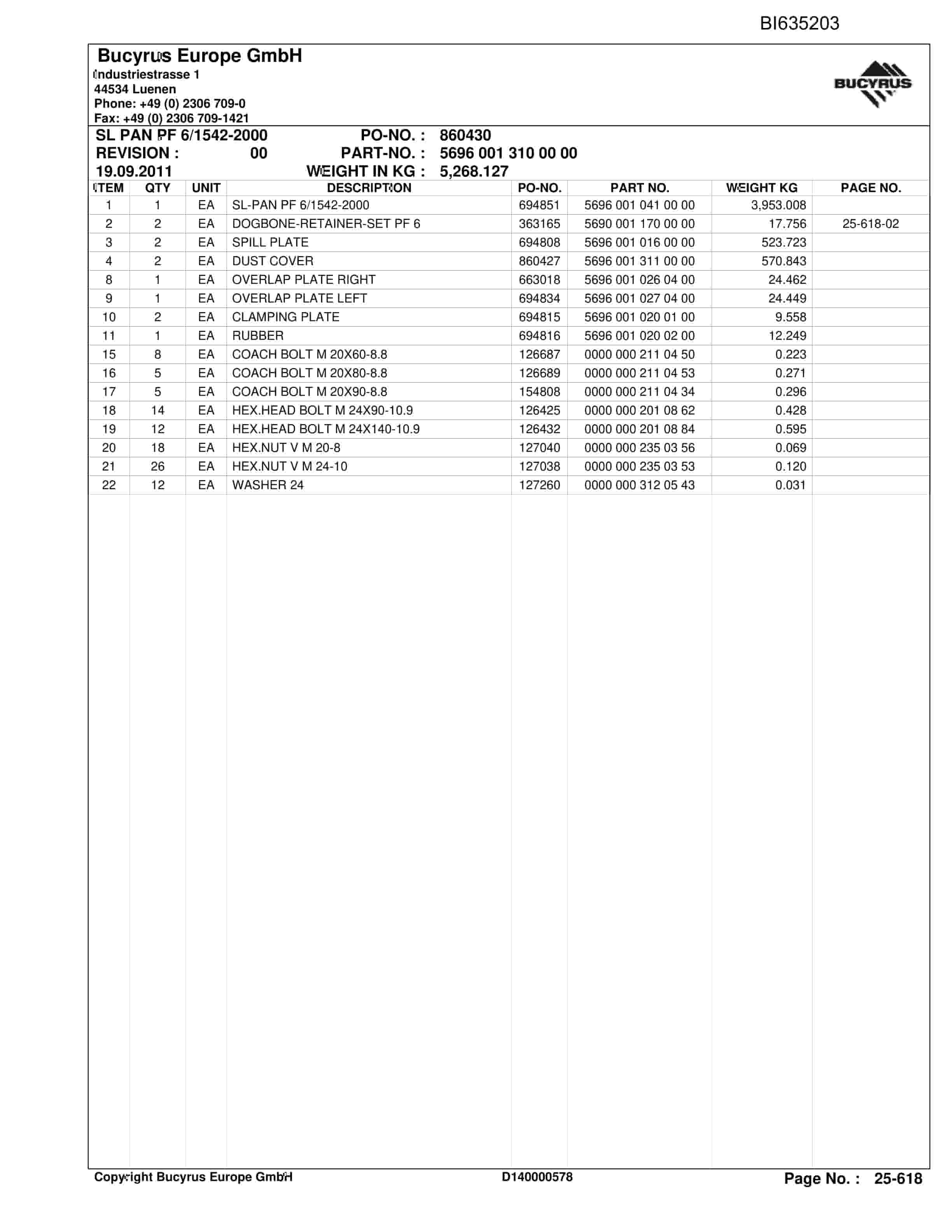 Bucyrus GUOJIAHE II Shearer System Parts Catalog BI635203-3