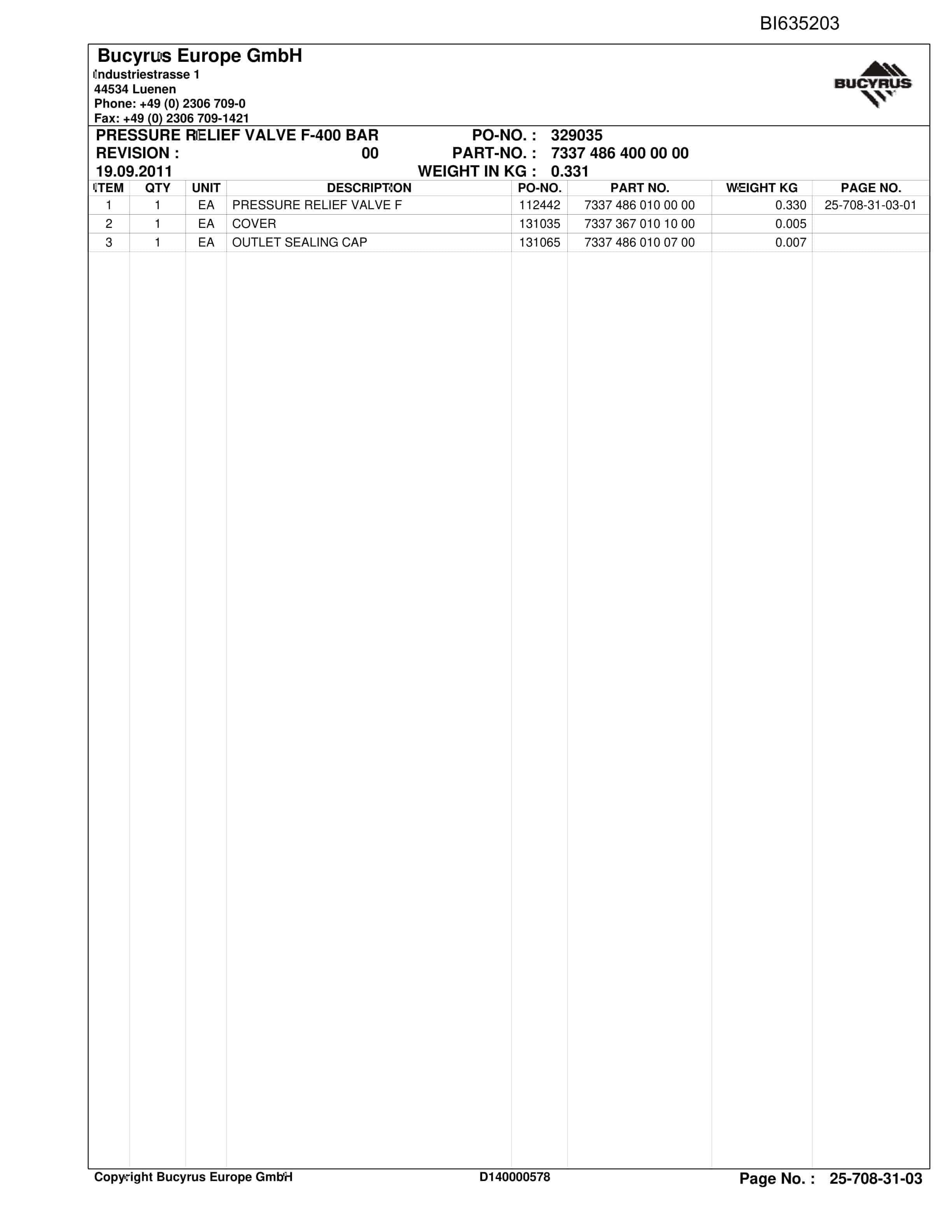 Bucyrus GUOJIAHE II Shearer System Parts Catalog BI635203-5