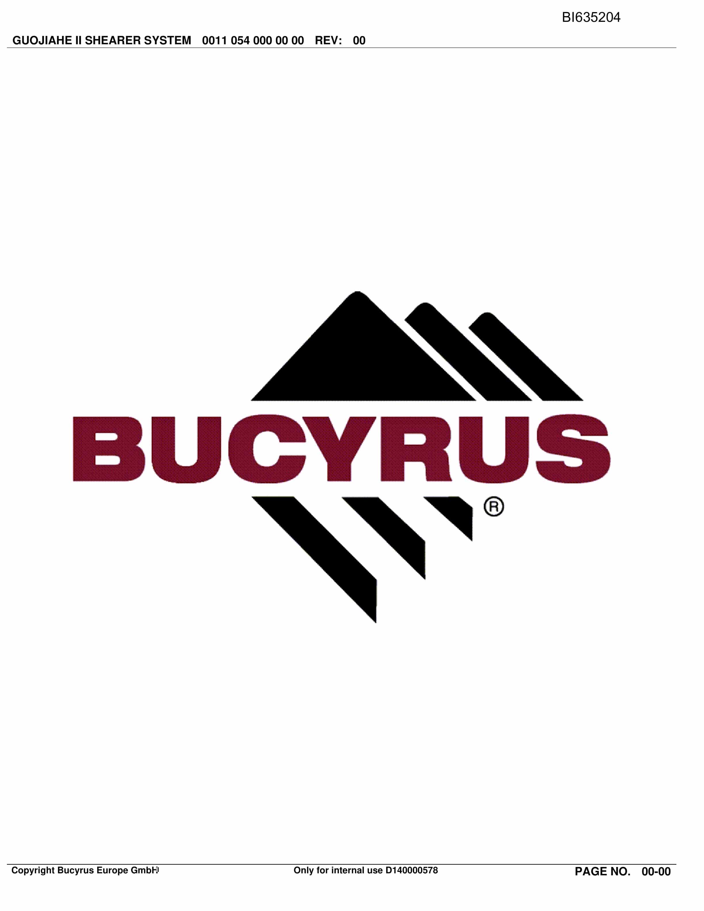 Bucyrus GUOJIAHE II Shearer System Parts Catalog BI635204