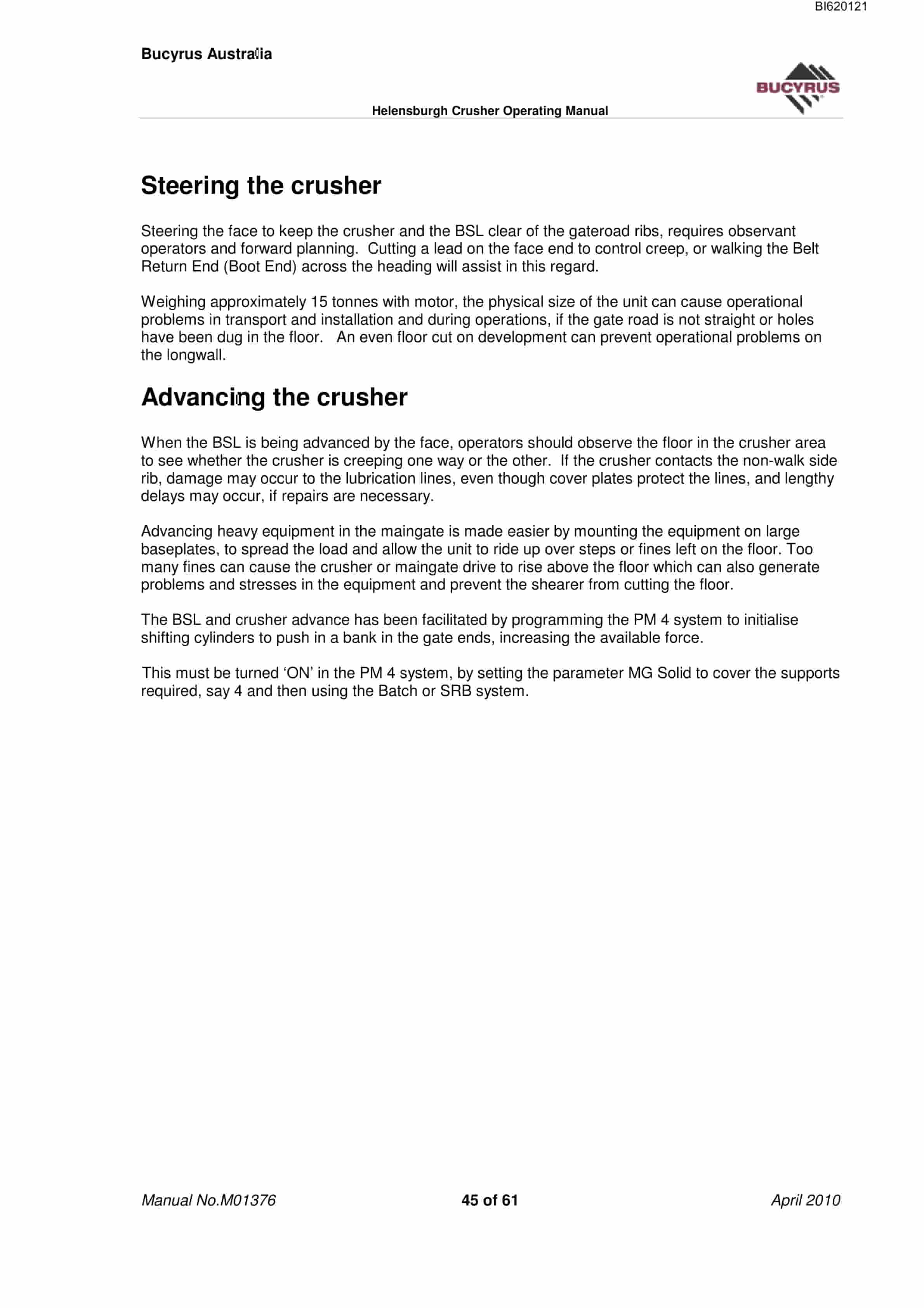 Bucyrus Helensburgh Crusher SB 63 UB Technical Manual BI620121-4