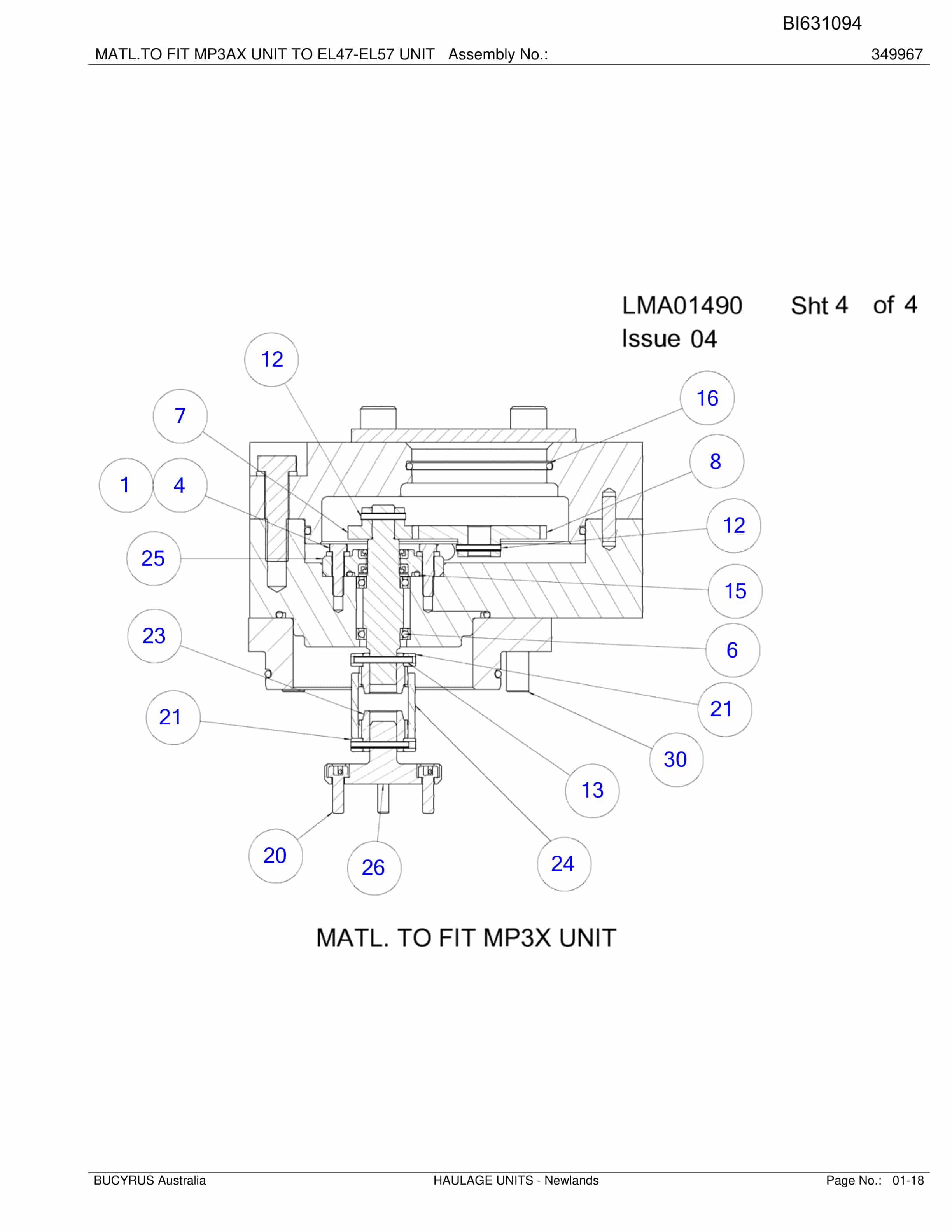 Bucyrus Hewlands Haulage Units Parts Catalog BI631094-2