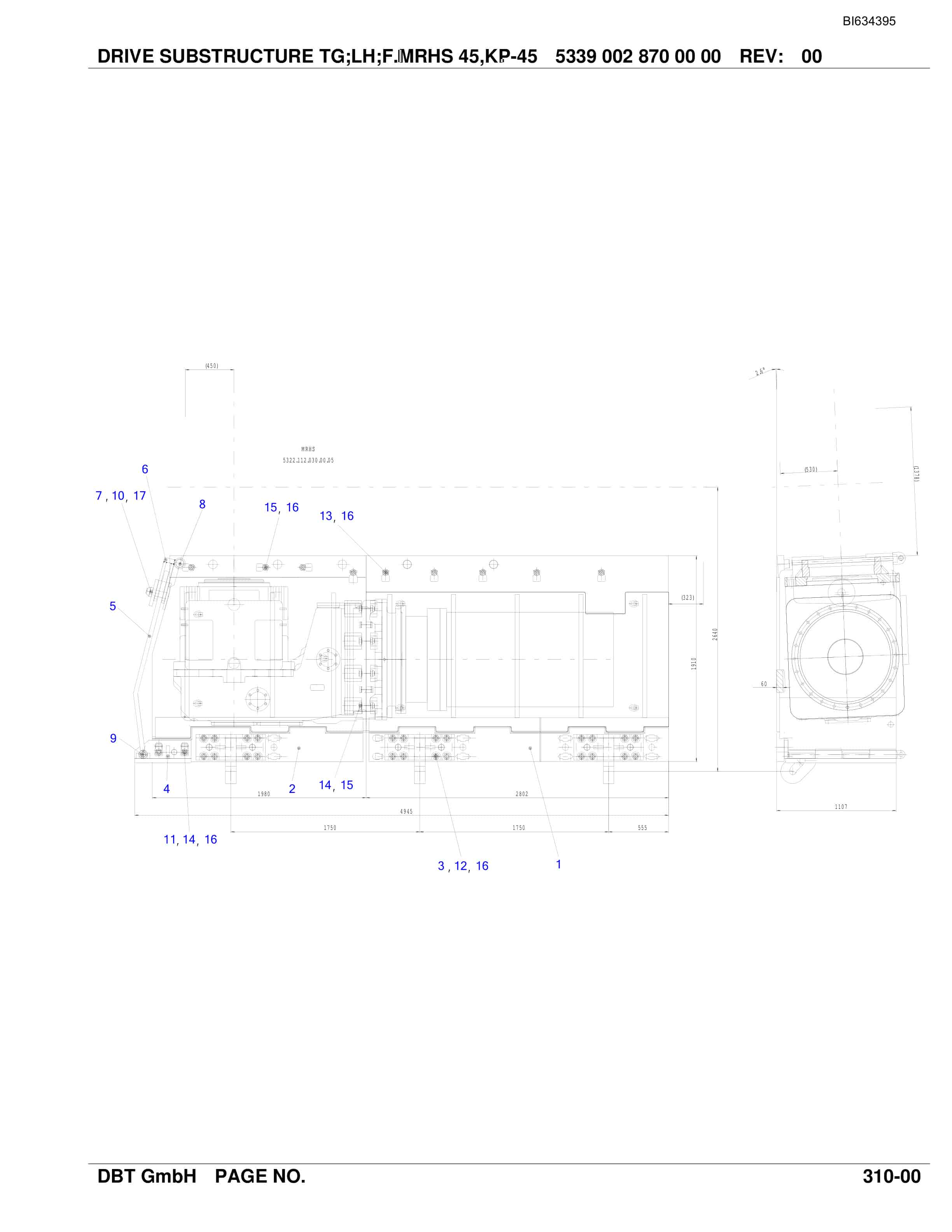 Bucyrus HUOJITU, CHINA Face Conveyor RIGHT HAnd Parts Catalog BI634395-3