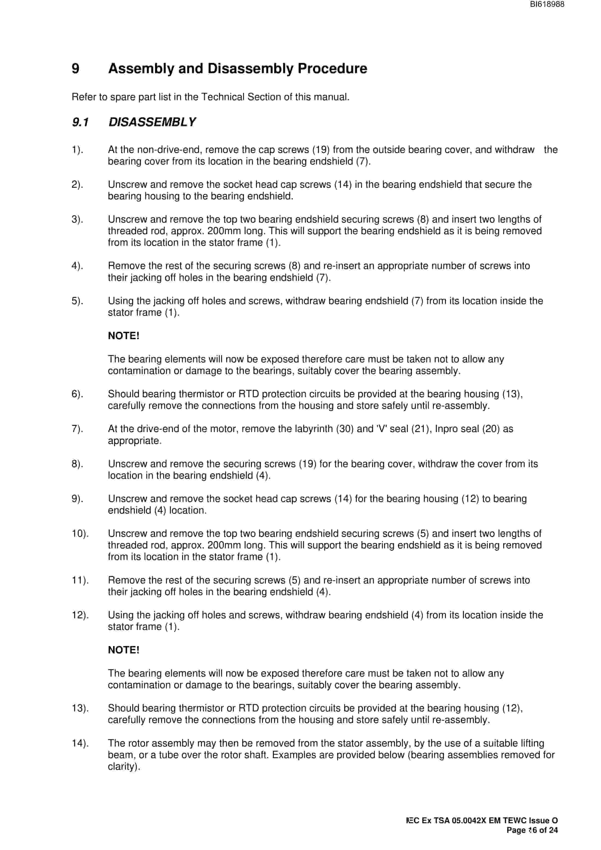 Bucyrus HXW78 1200kW 3300V AC 3 Phase TEWC Technical Manual BI618988-3