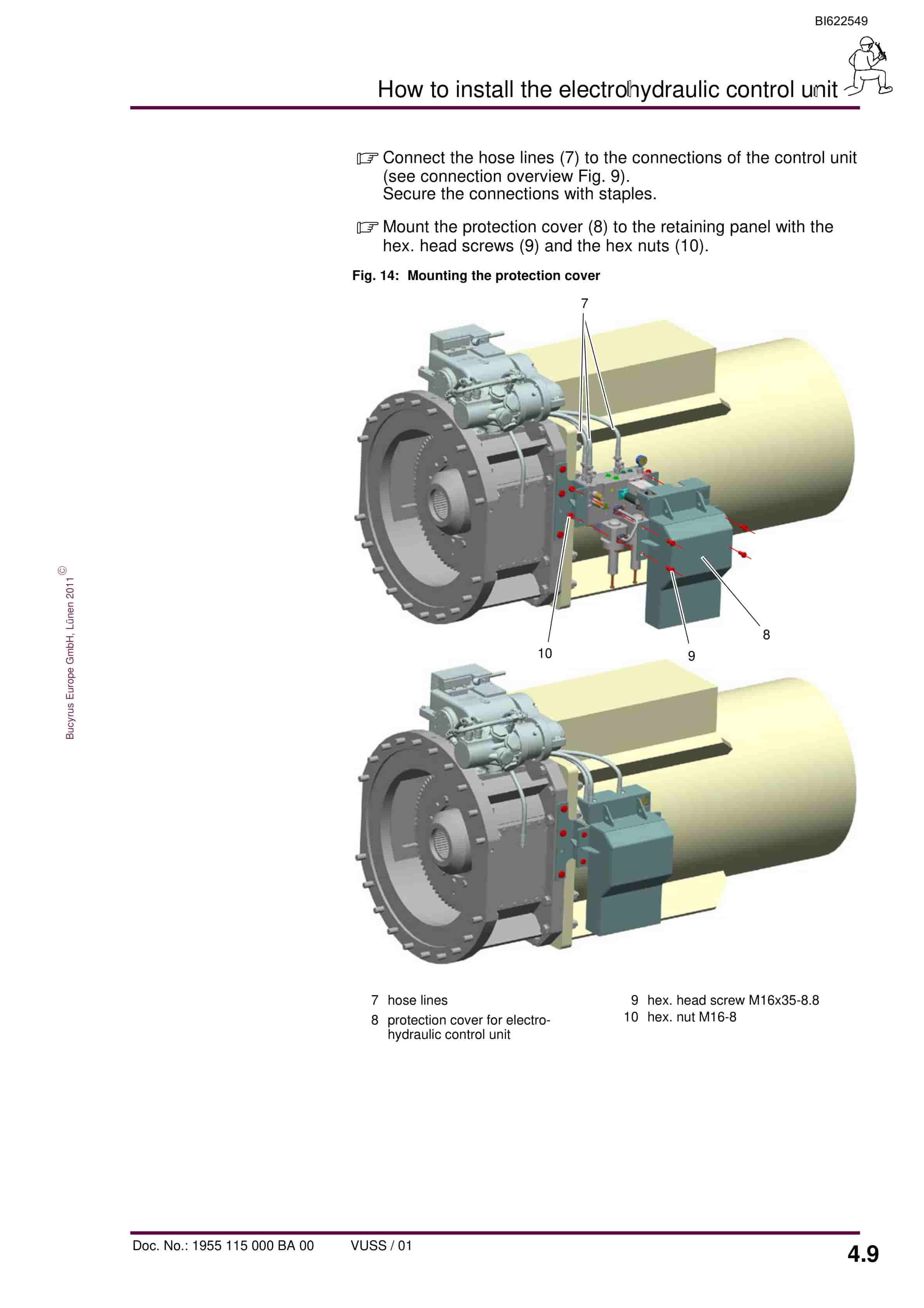 Bucyrus Hydraulic Chain Tensioner For Parameter 115 Operating Manual BI622549-2