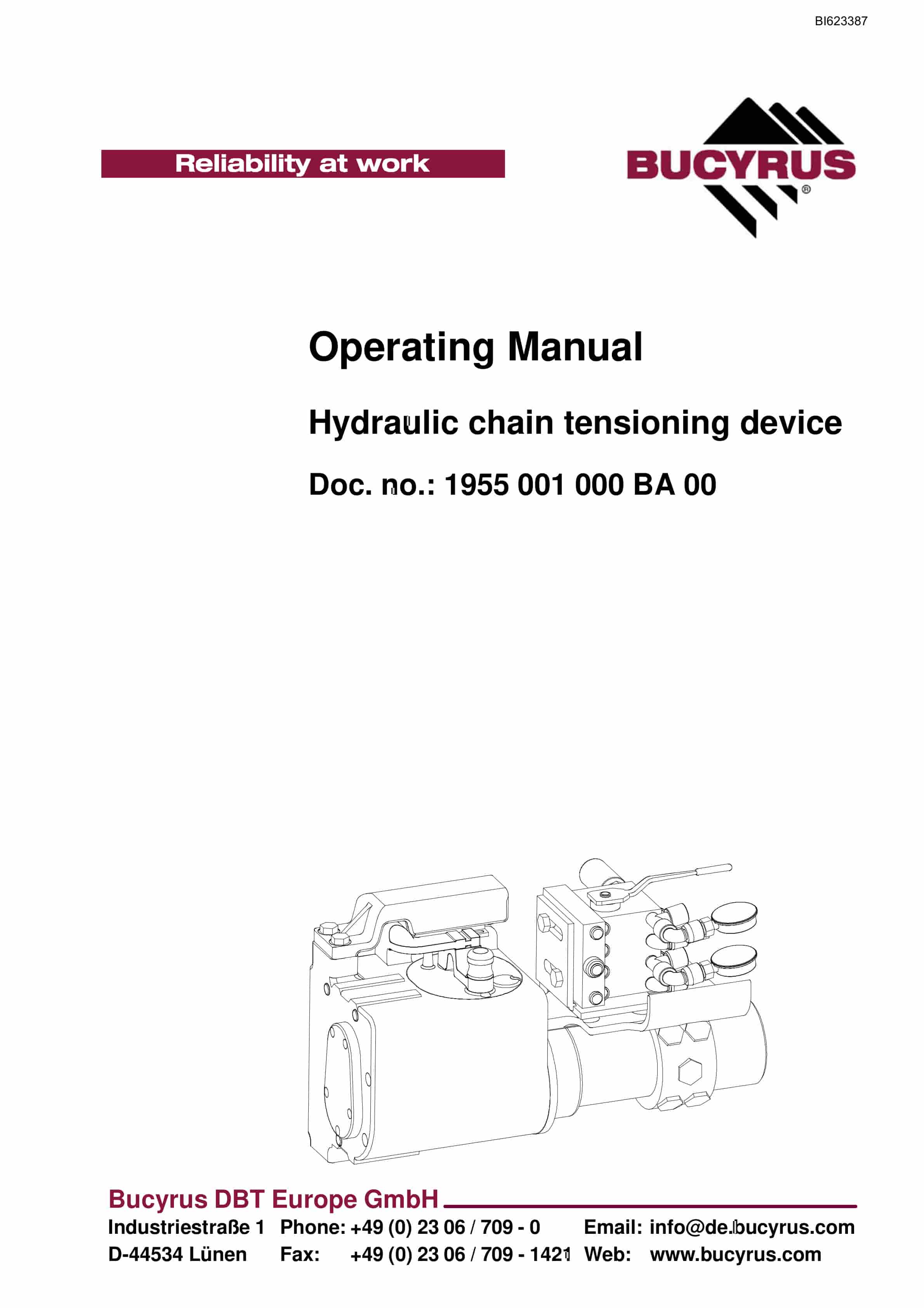 Bucyrus Hydraulic Chain Tensioning Device Operating Manual BI623387