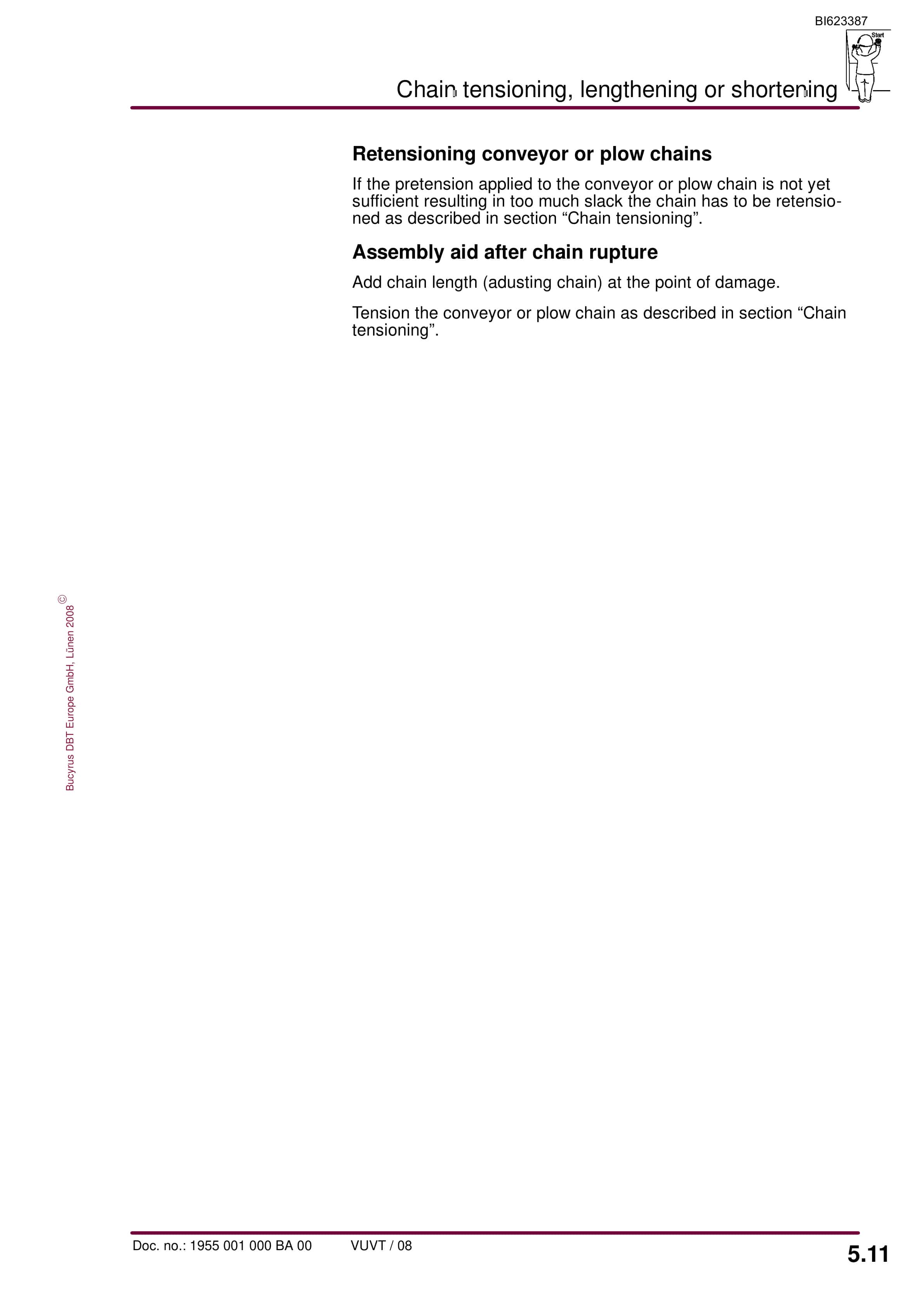 Bucyrus Hydraulic Chain Tensioning Device Operating Manual BI623387-2