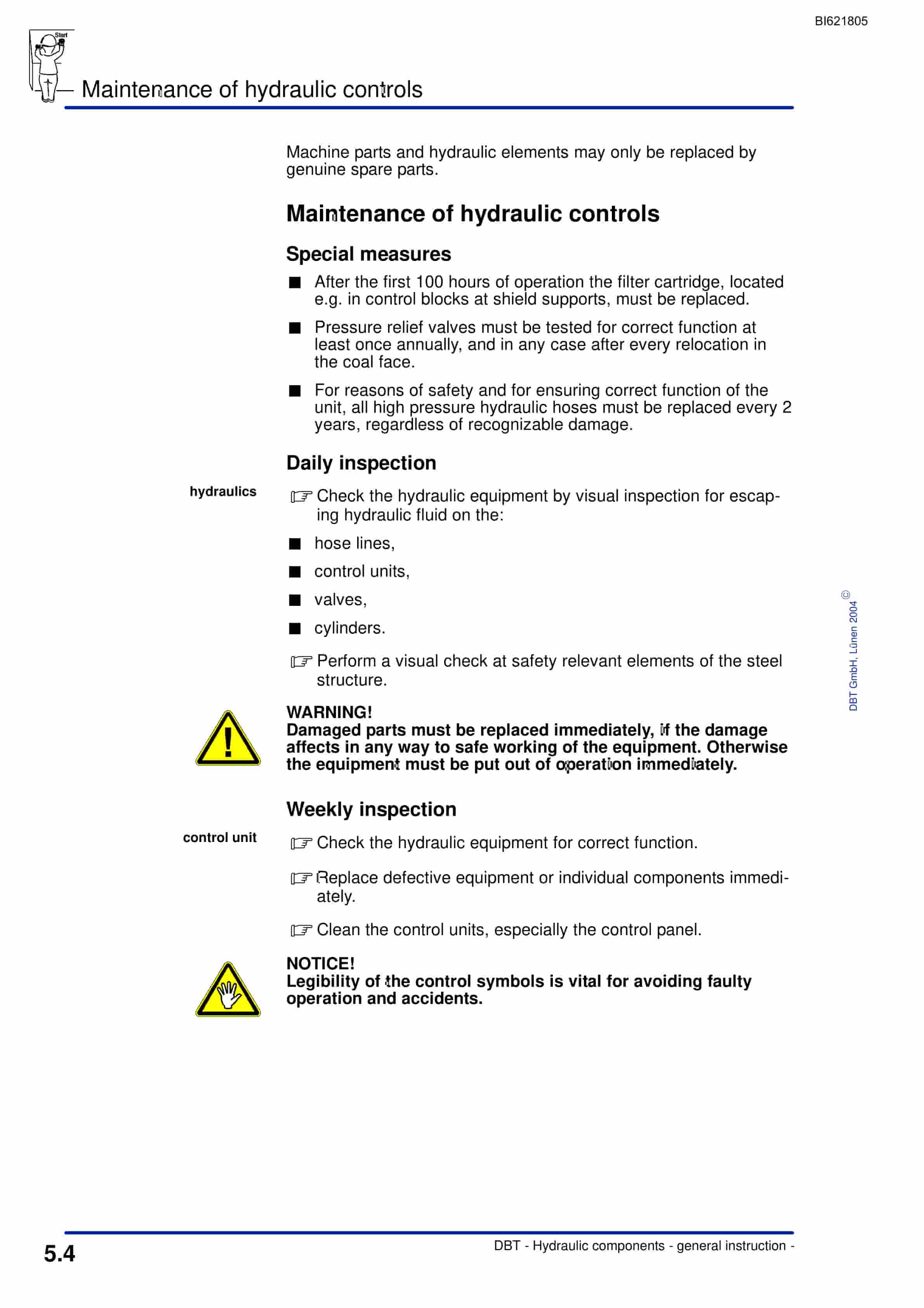 Bucyrus Hydraulic Components - General Instruction Technical Manual BI621805-3