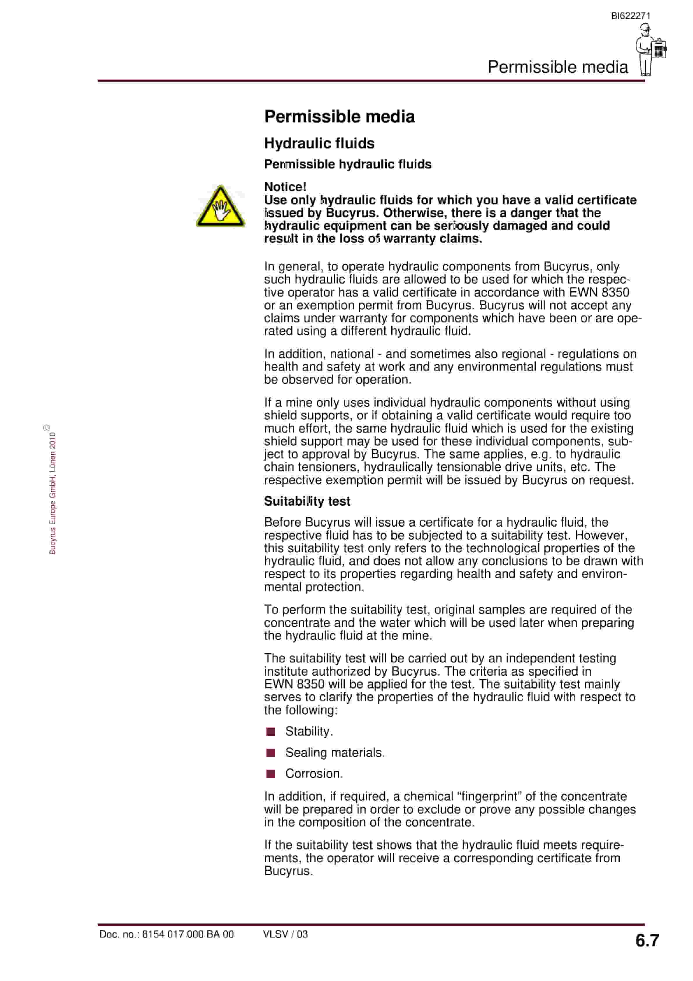 Bucyrus Hydraulic Control Unit, 4 Functions Operating Manual BI622271-4