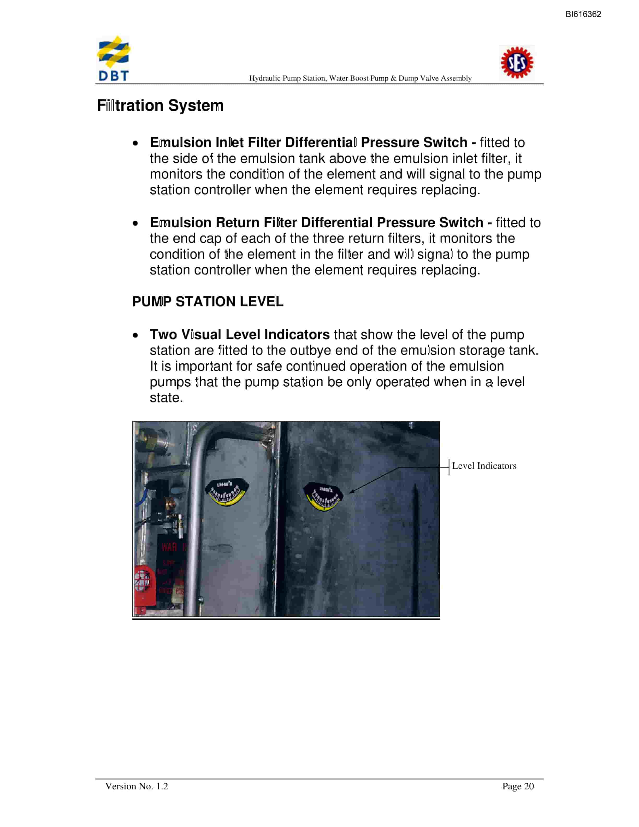 Bucyrus Hydraulic Pump Station, Water Boost Pump And Dump Valve System Technical Manual BI616362-2