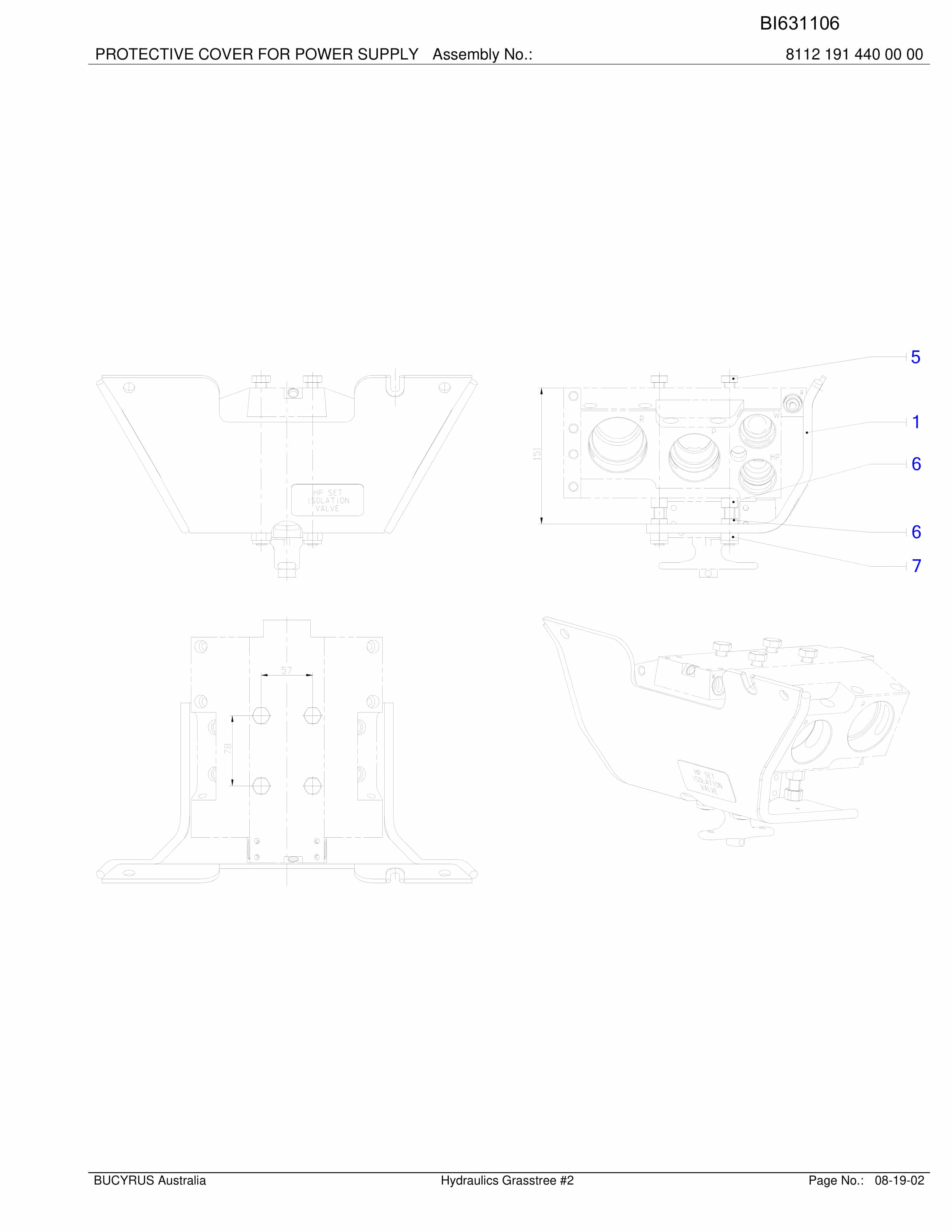Bucyrus Hydraulics Grasstree Parts Catalog BI631106-2