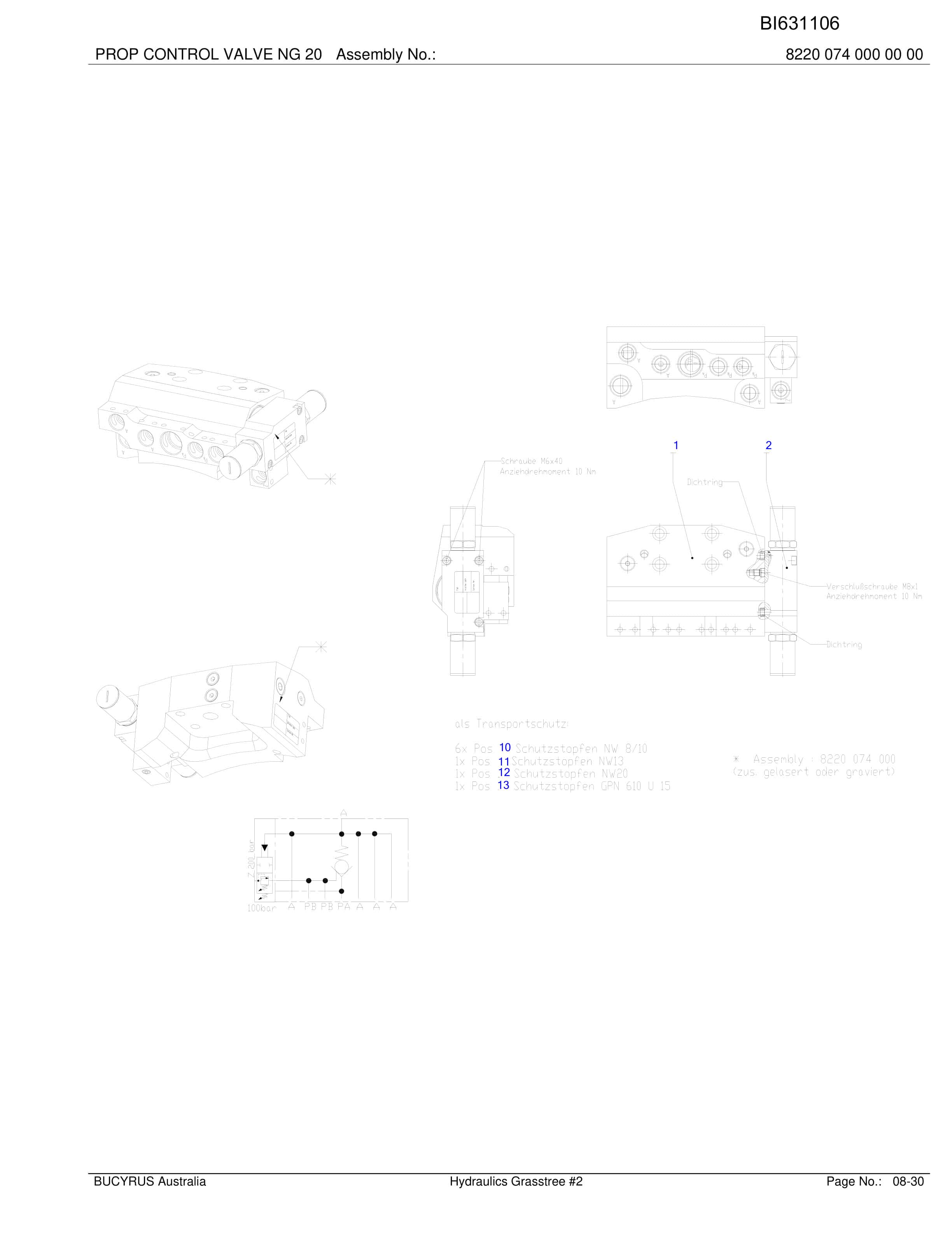 Bucyrus Hydraulics Grasstree Parts Catalog BI631106-4