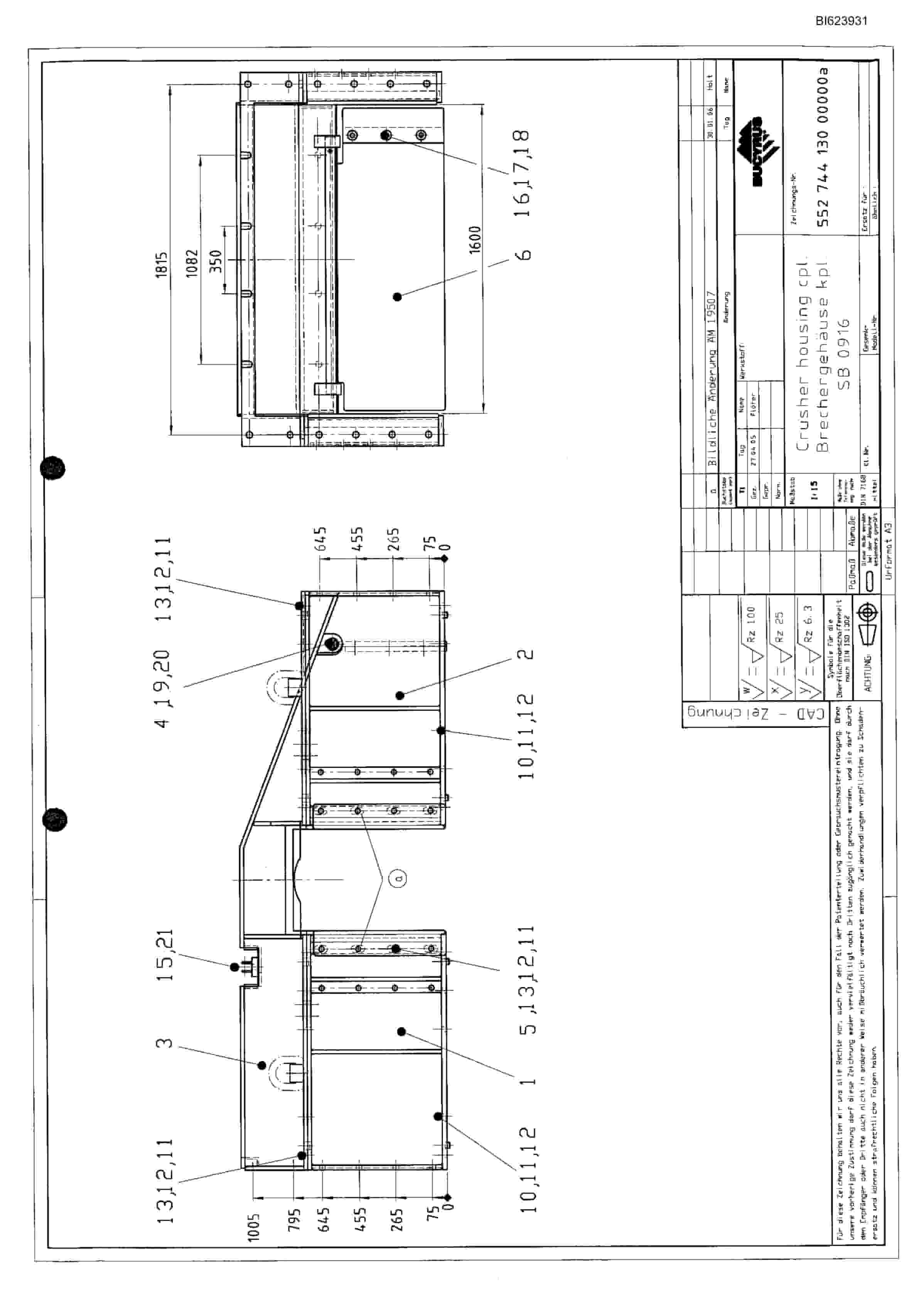Bucyrus Impact Roll Crusher SK 0916 Spare Parts List BI623931-3