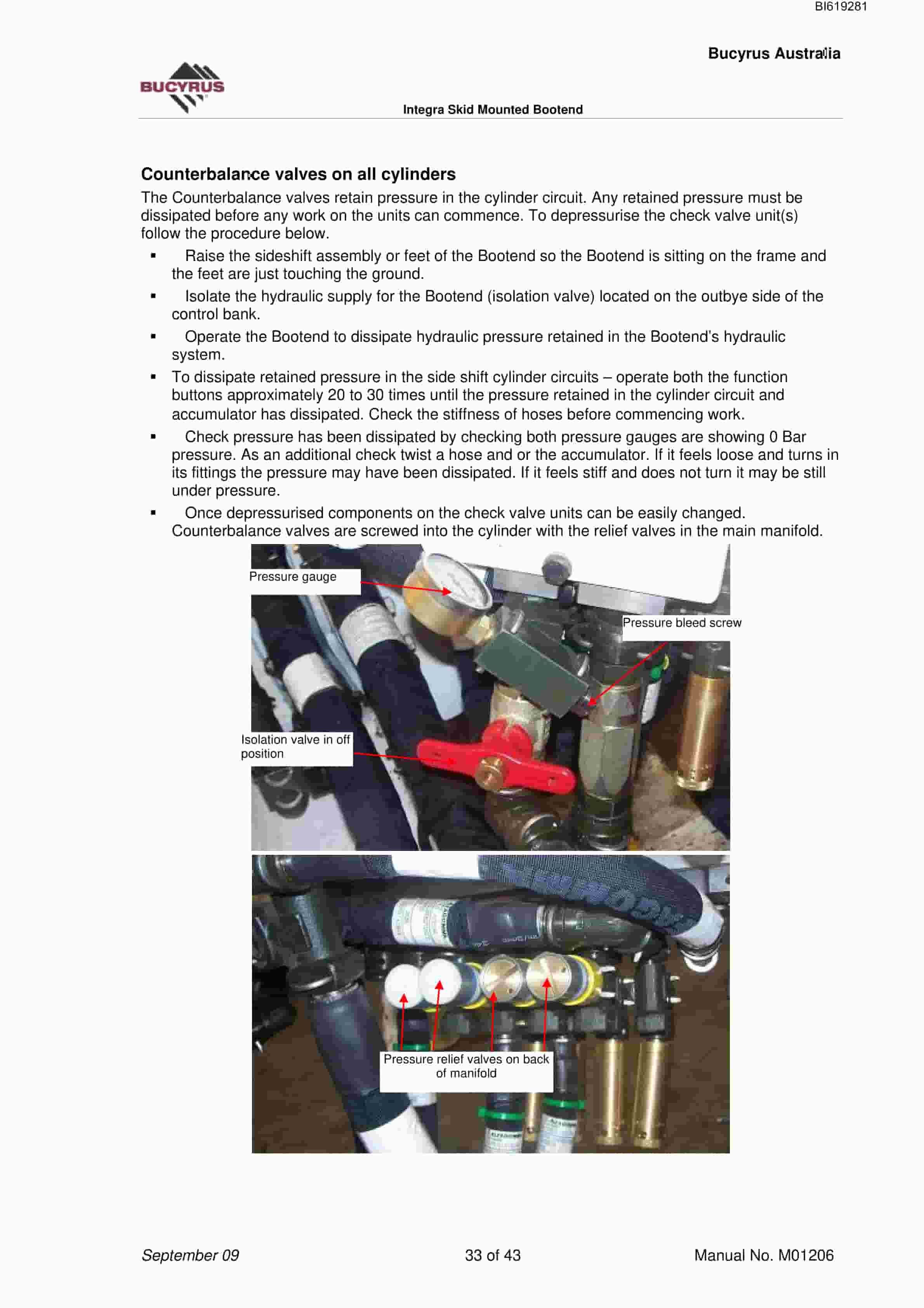 Bucyrus Integra Skid Mounted Bootend PM4 Controlled Technical Manual BI619281-4