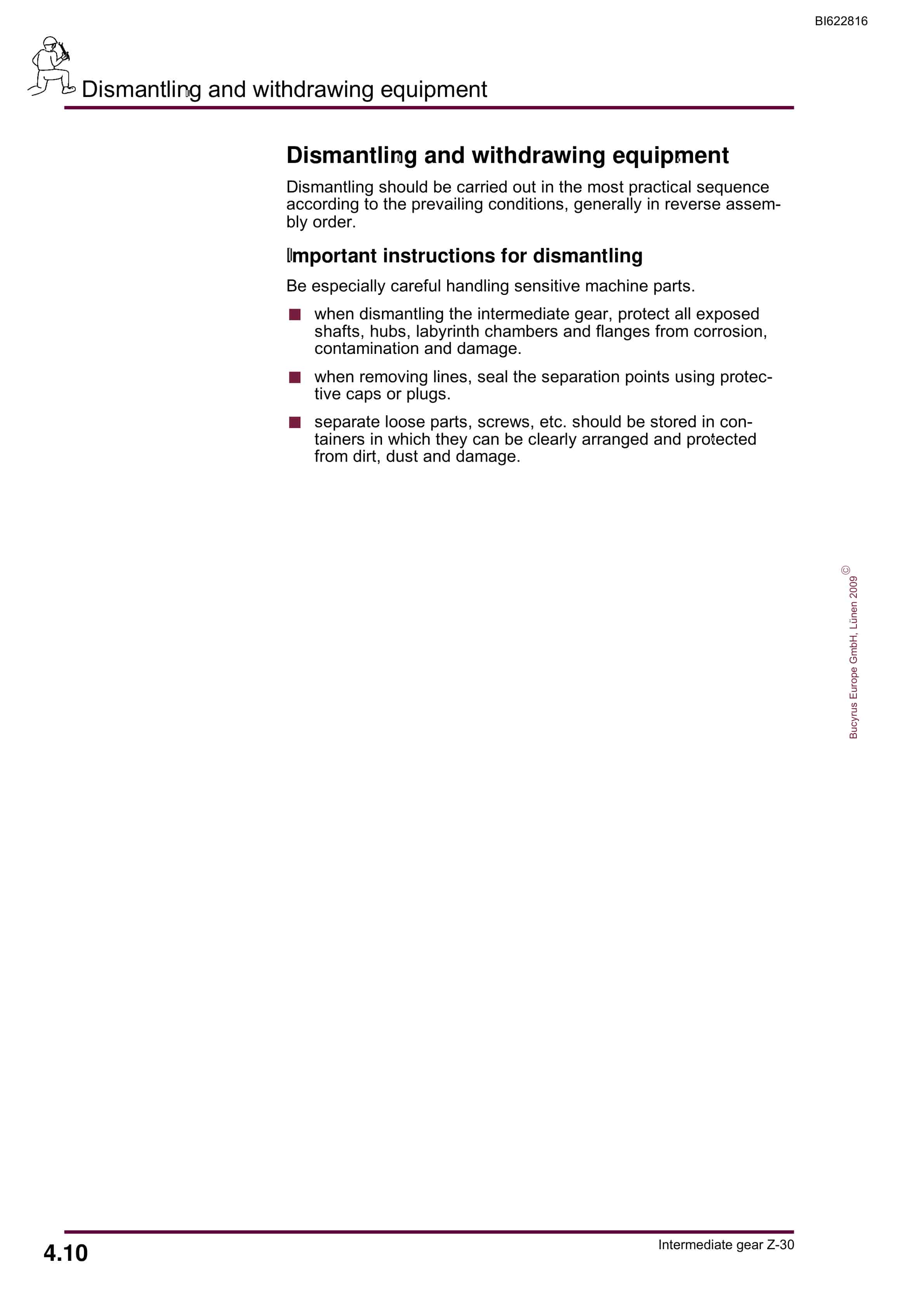 Bucyrus Intermediate Gear Z-30 Operating Manual BI622816-2