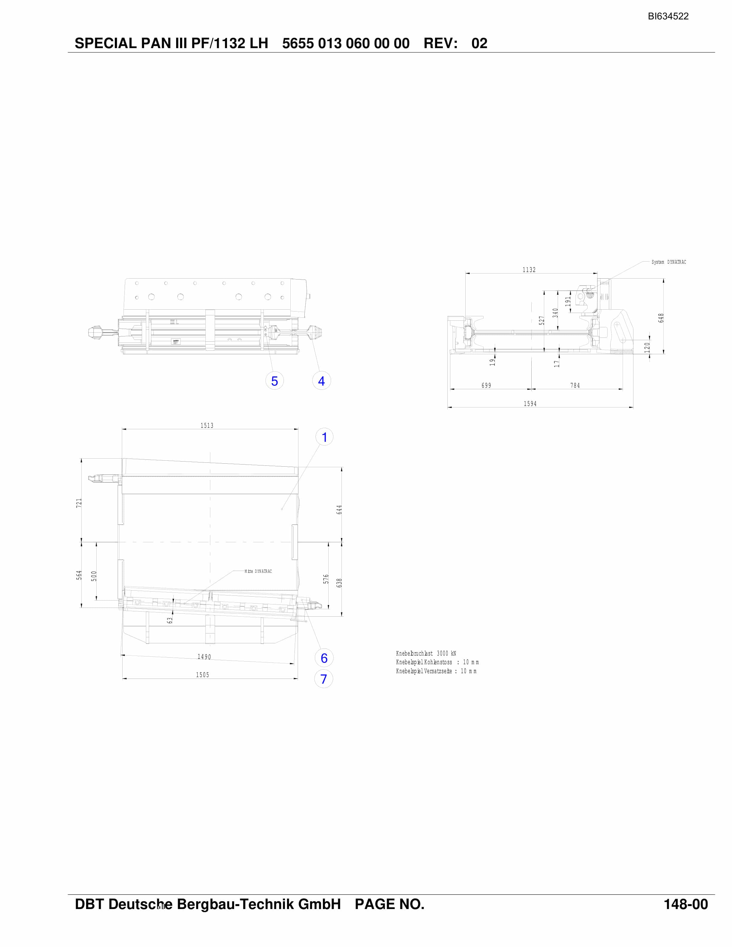 Bucyrus KUSHIRO P2 Face Conveyor-Beam Stage Loader PF4-1132 (LEFT HAnd) Parts Catalog BI634522-2