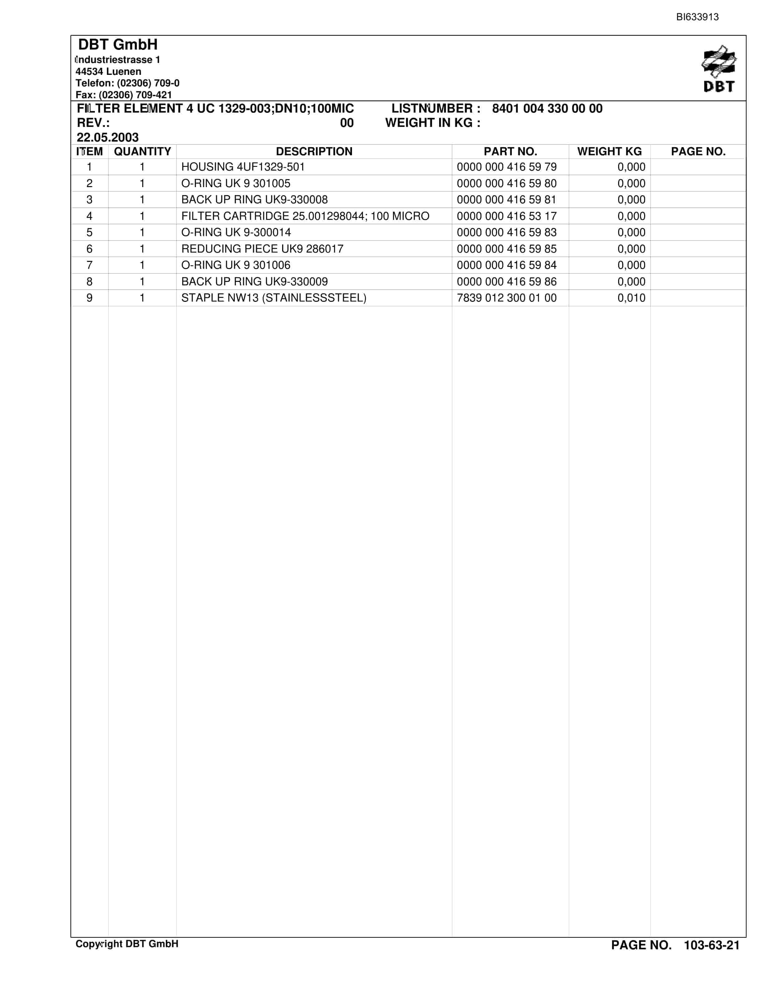 Bucyrus KYRGAJSKAJA Coal Mine DBT Shield Support Parts Catalog BI633913-4