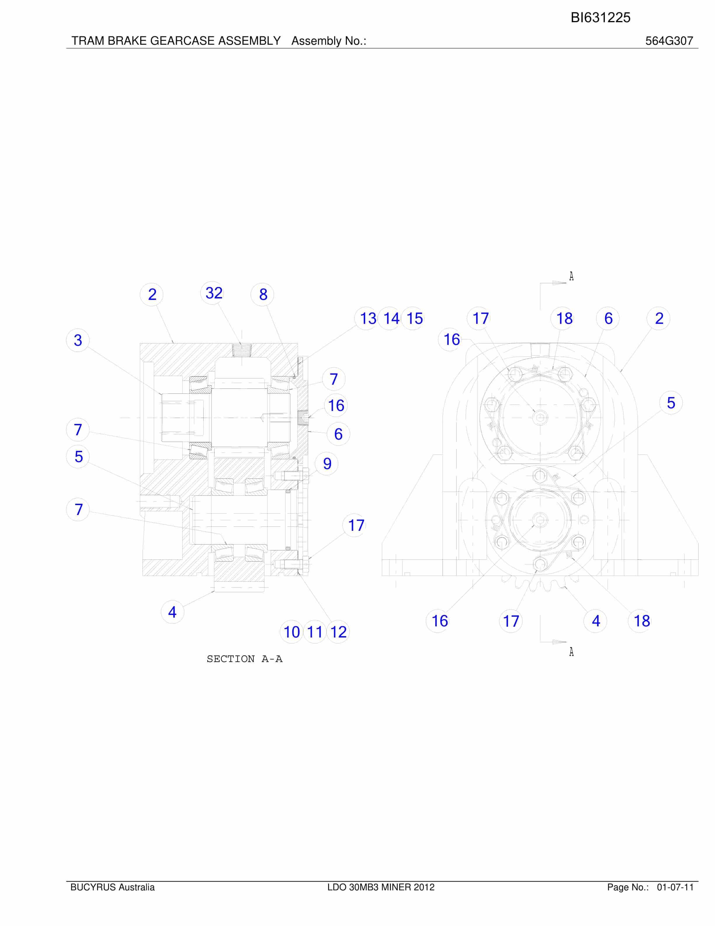 Bucyrus LDO 30MB3 Miner 2012 Parts Catalog BI631225-2