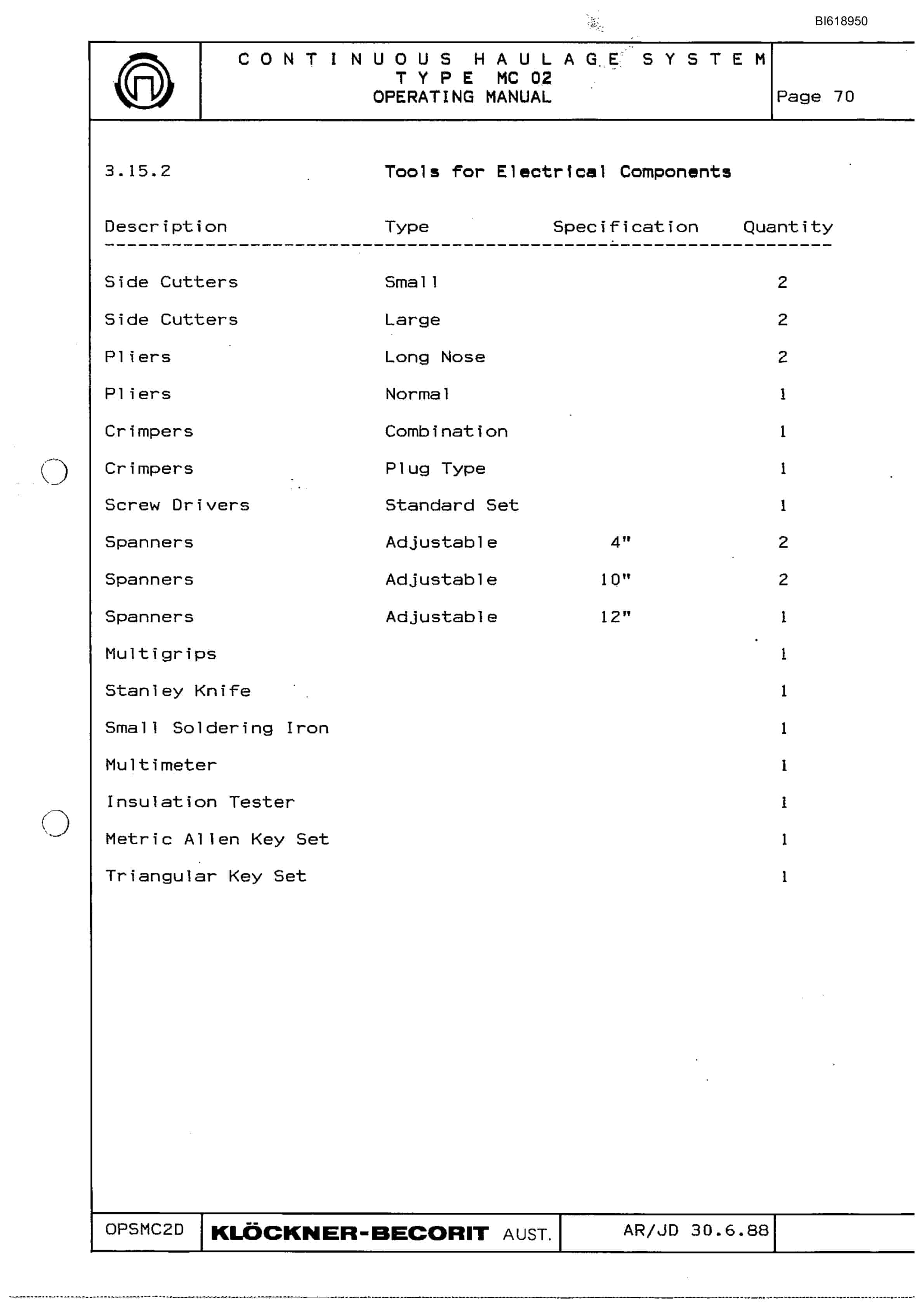 Bucyrus MC02 Continuous Haulage System Technical Manual BI618950-3