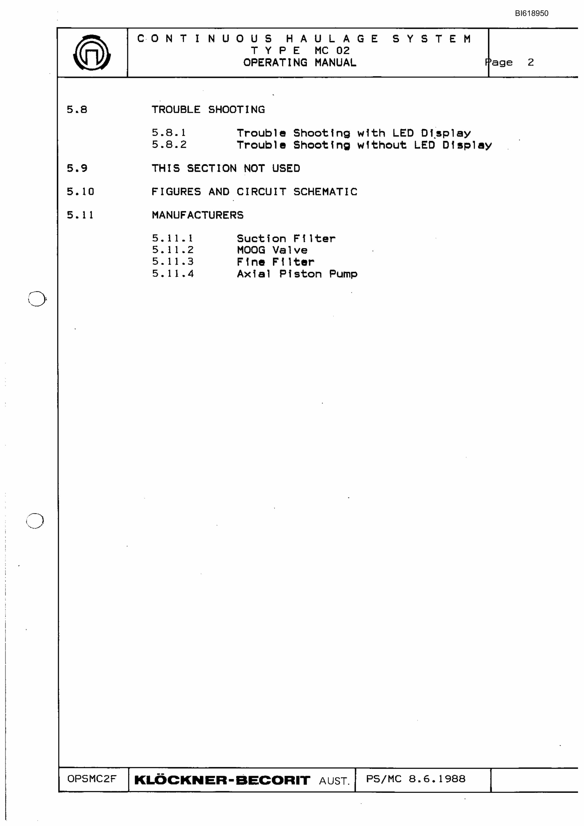 Bucyrus MC02 Continuous Haulage System Technical Manual BI618950-4