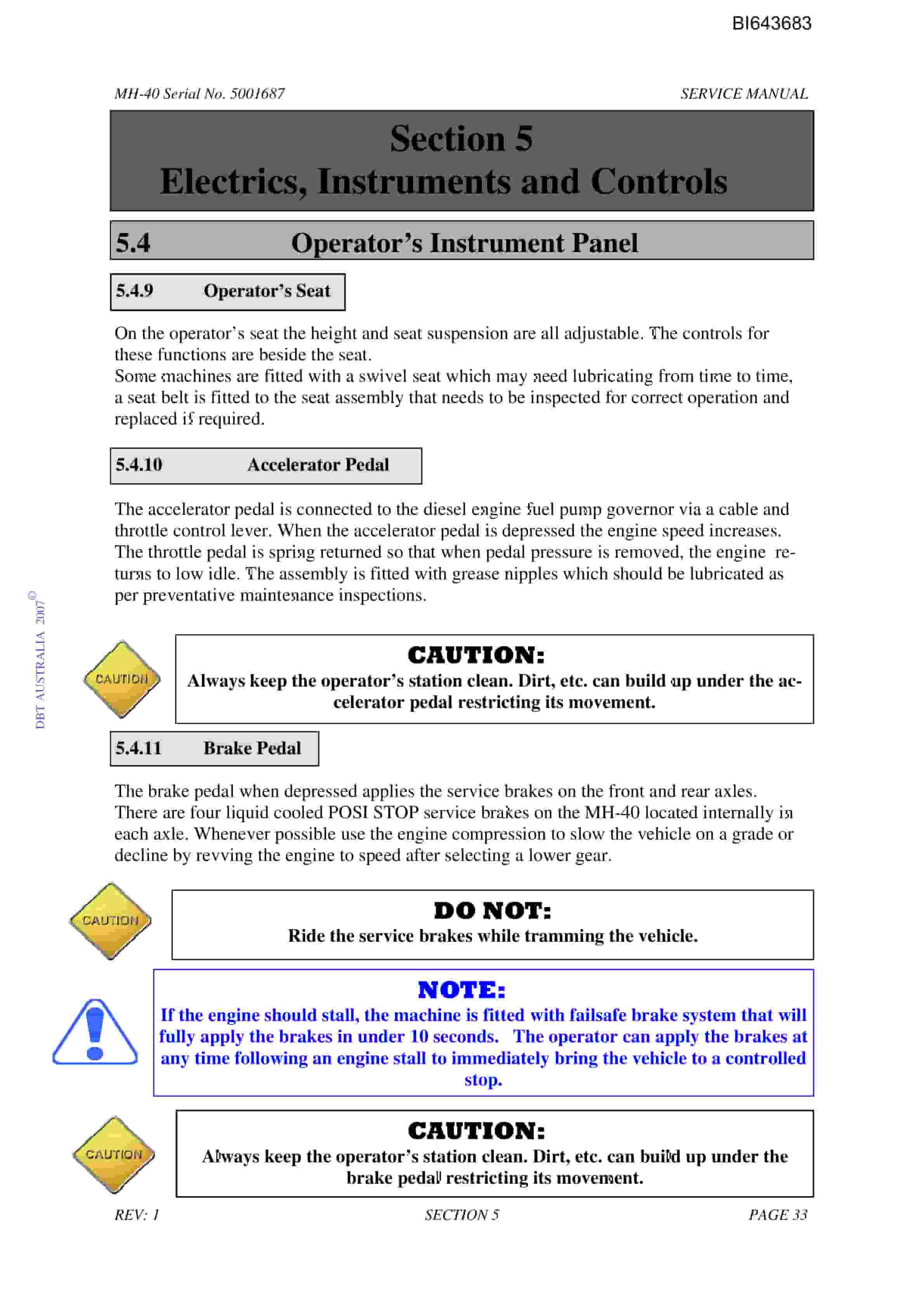 Bucyrus MH-40 Shield Hauler Technical Manual BI643683 5 Bucyrus MH-40 Shield Hauler Technical Manual BI643683 - Image 5