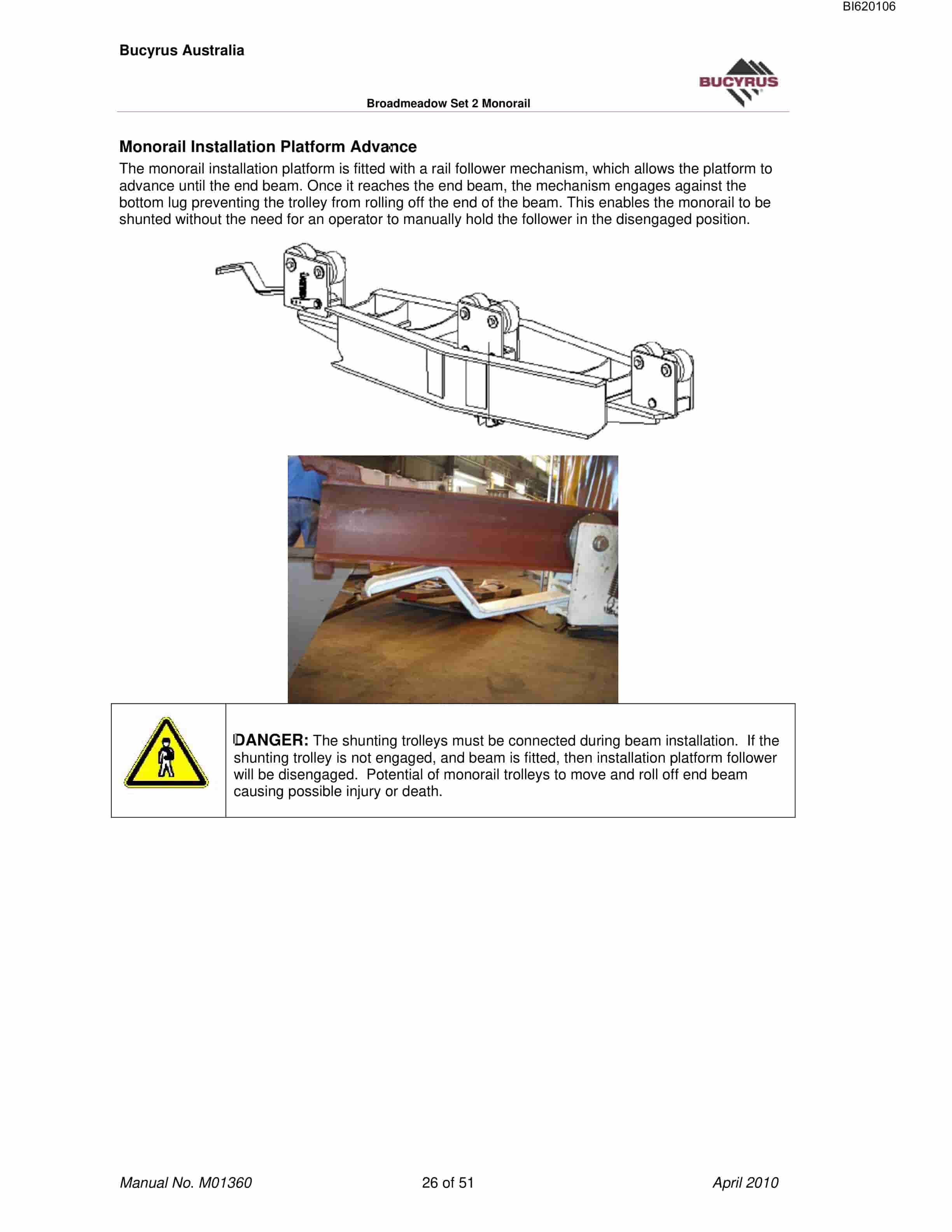 Bucyrus Monorail Operating Technical Manual BI620106-2